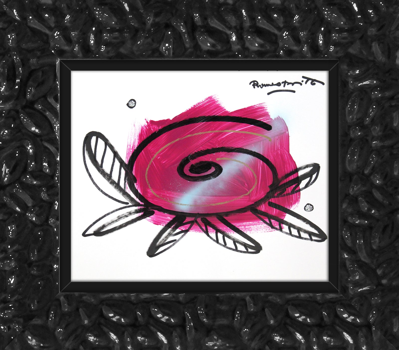 modern pop art pink flower original drawing vibrant home decor