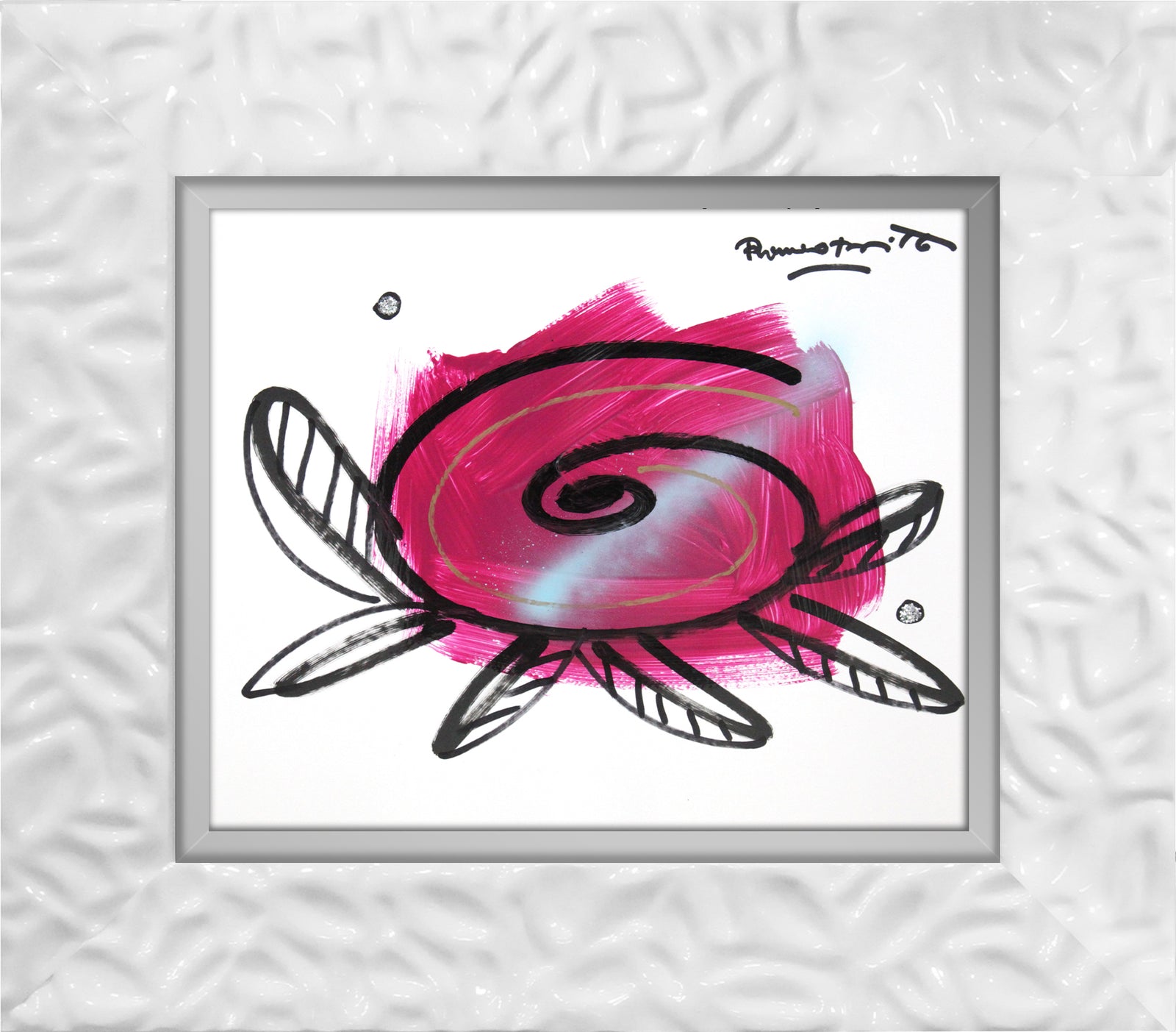 pink flower original drawing colorful decorative collectible gift idea
