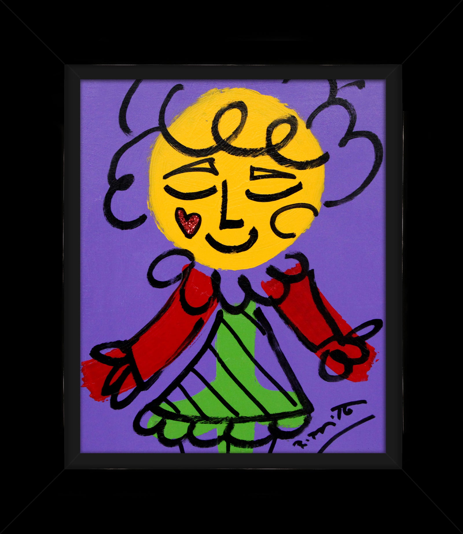 purple girl original drawing colorful decorative collectible gift idea