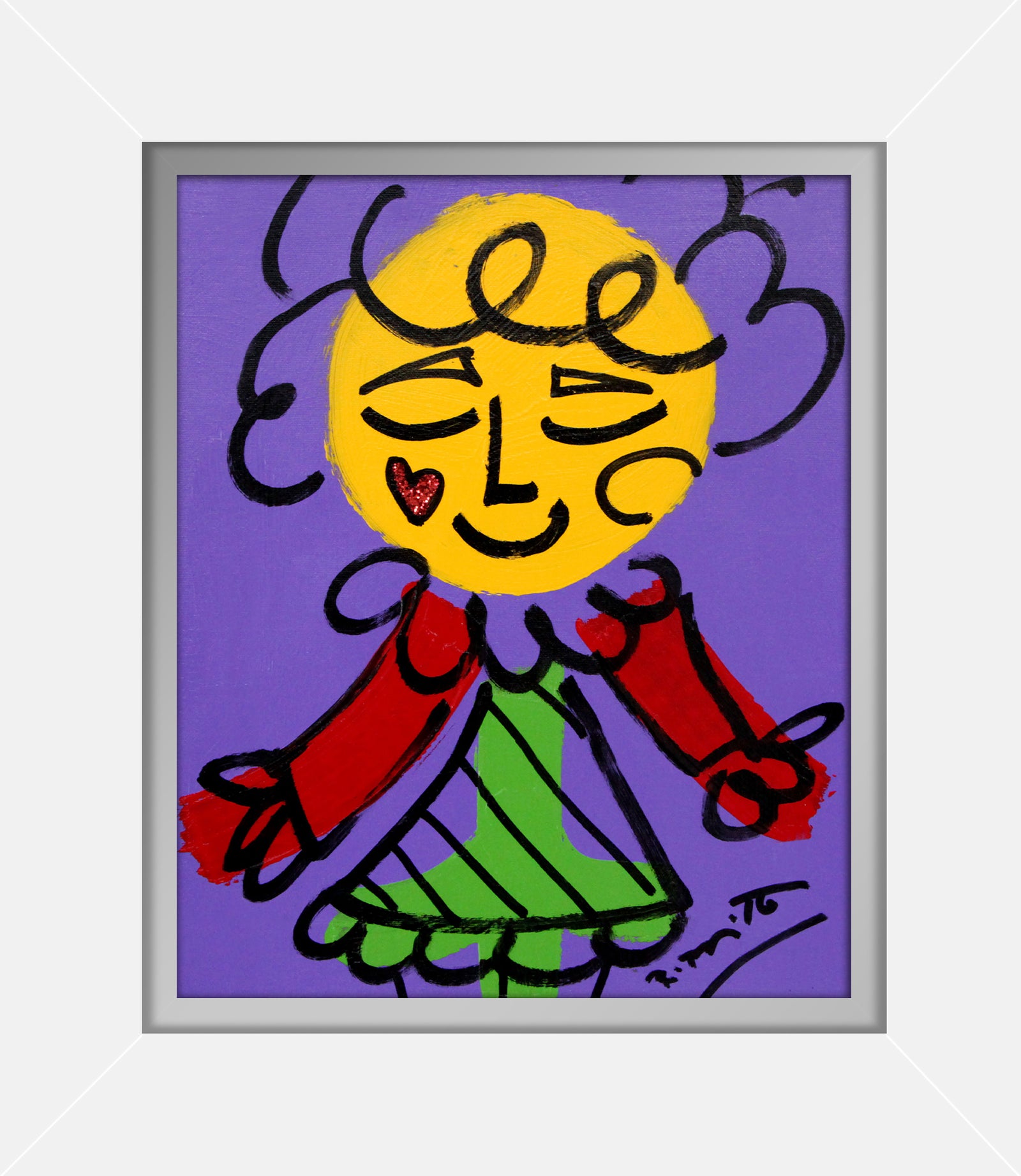 modern pop art purple girl original drawing vibrant home decor
