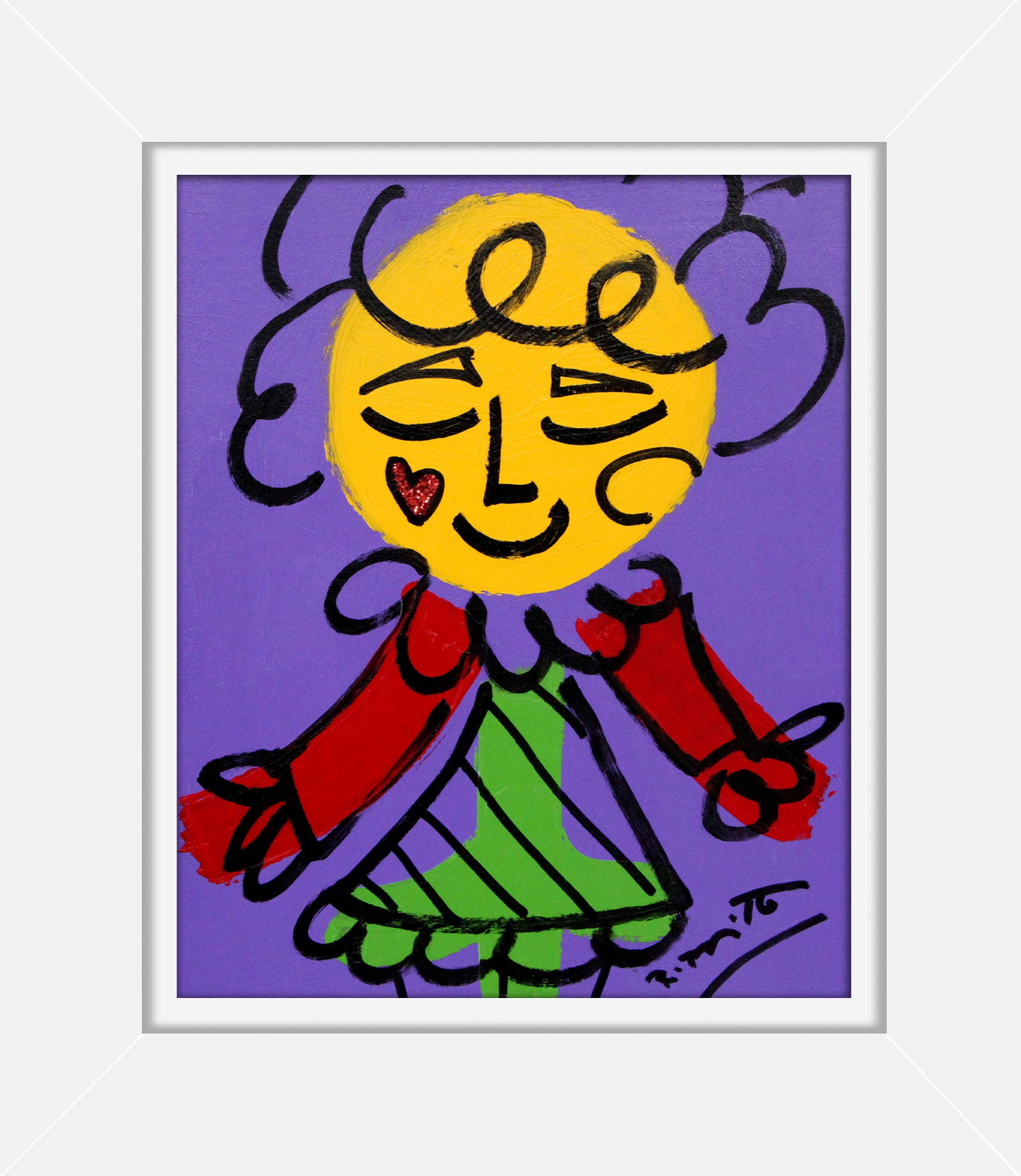 purple girl original drawing artistic colorful design collectible