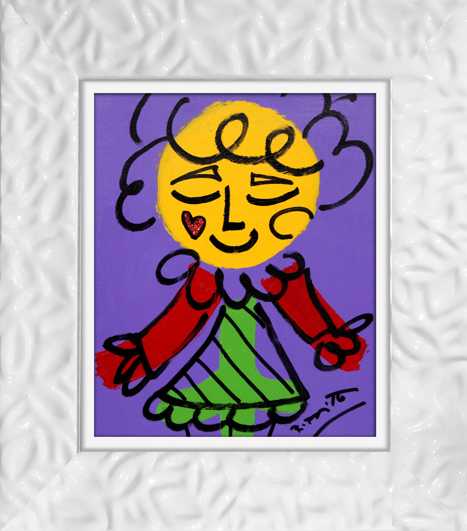 modern pop art purple girl original drawing vibrant home decor