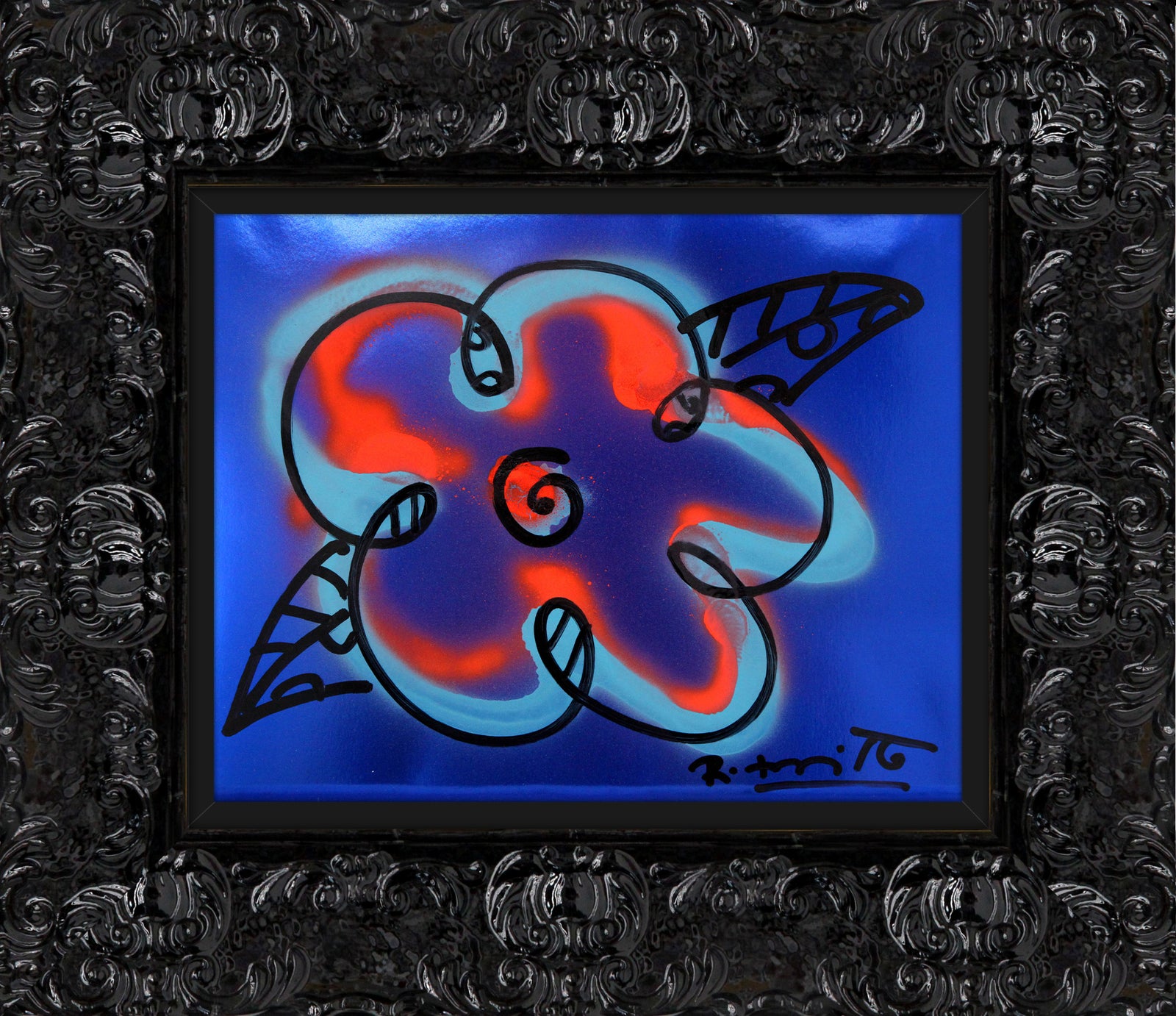 cyan orange and blue flower colorful decorative collectible gift idea