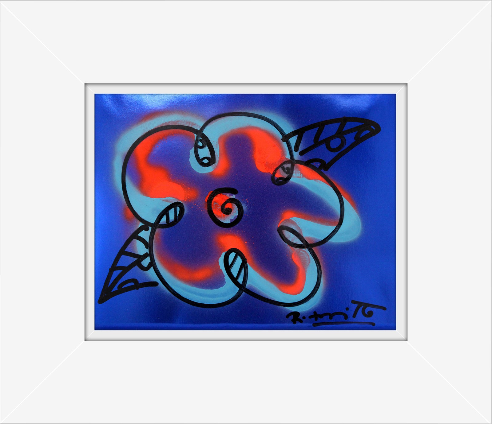 modern pop art cyan orange and blue flower vibrant home decor