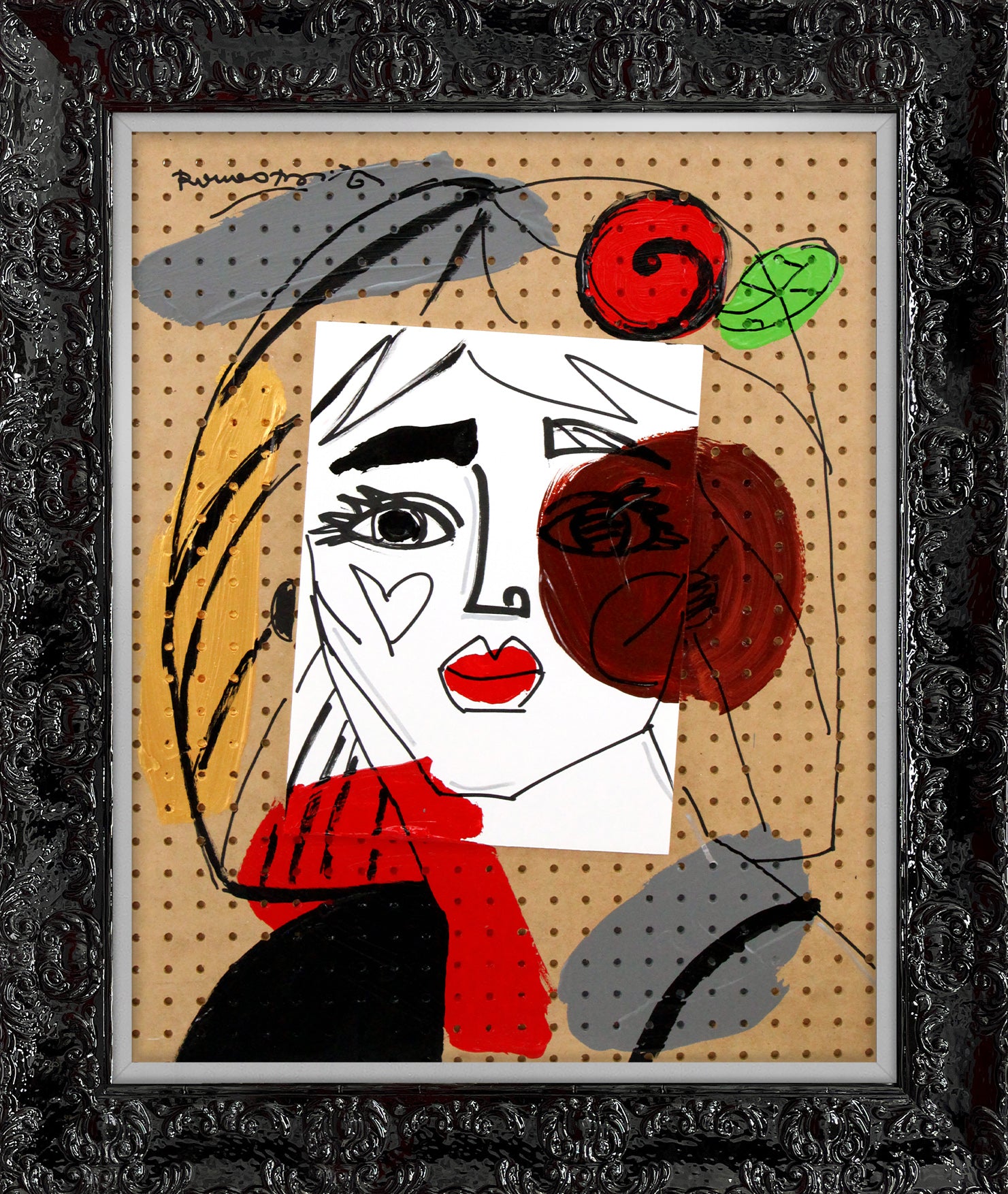 modern pop art red flower original painting vibrant home decor