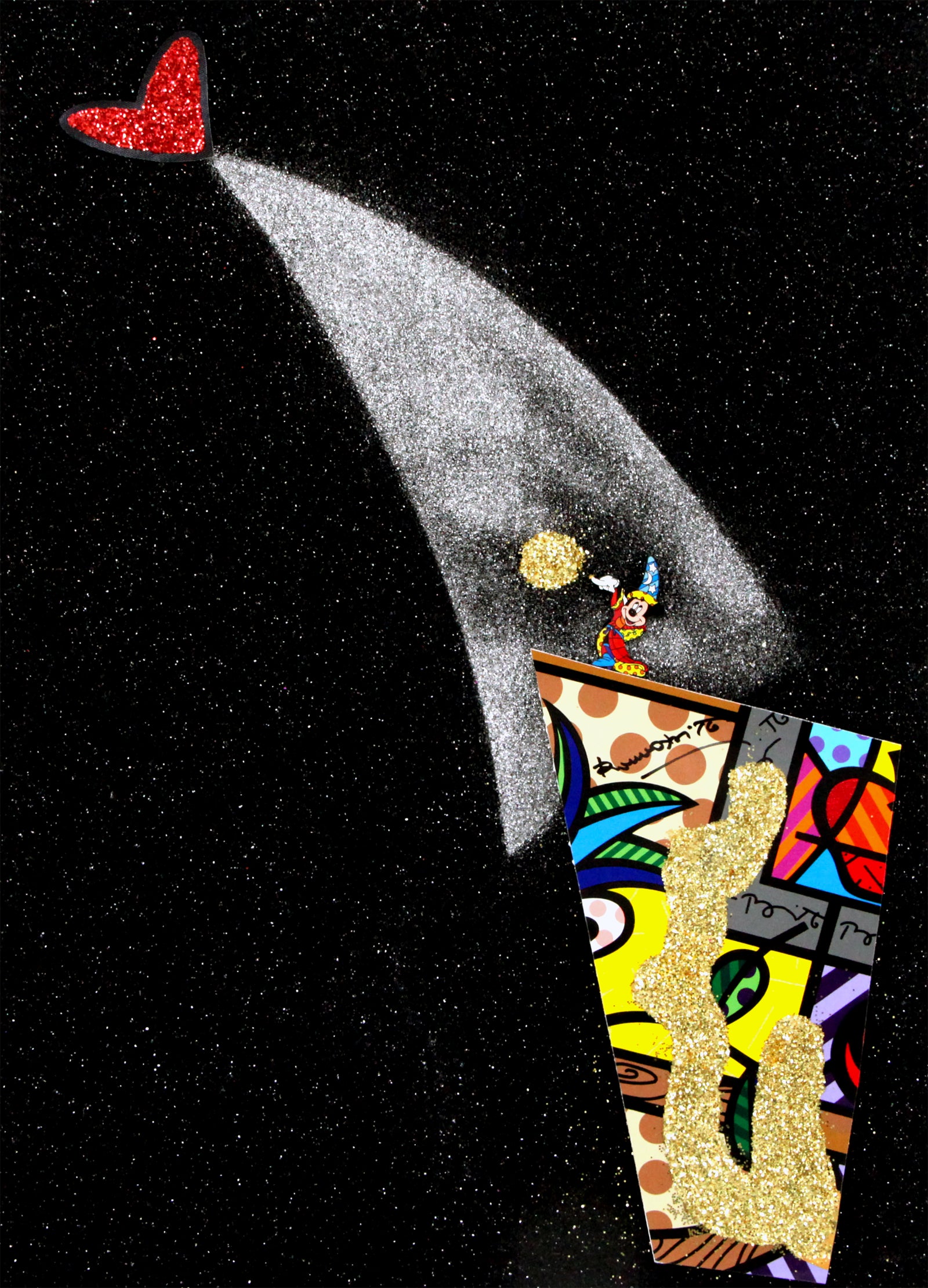 Romero Britto fantasia mickey assemblage original object colorful pop art design