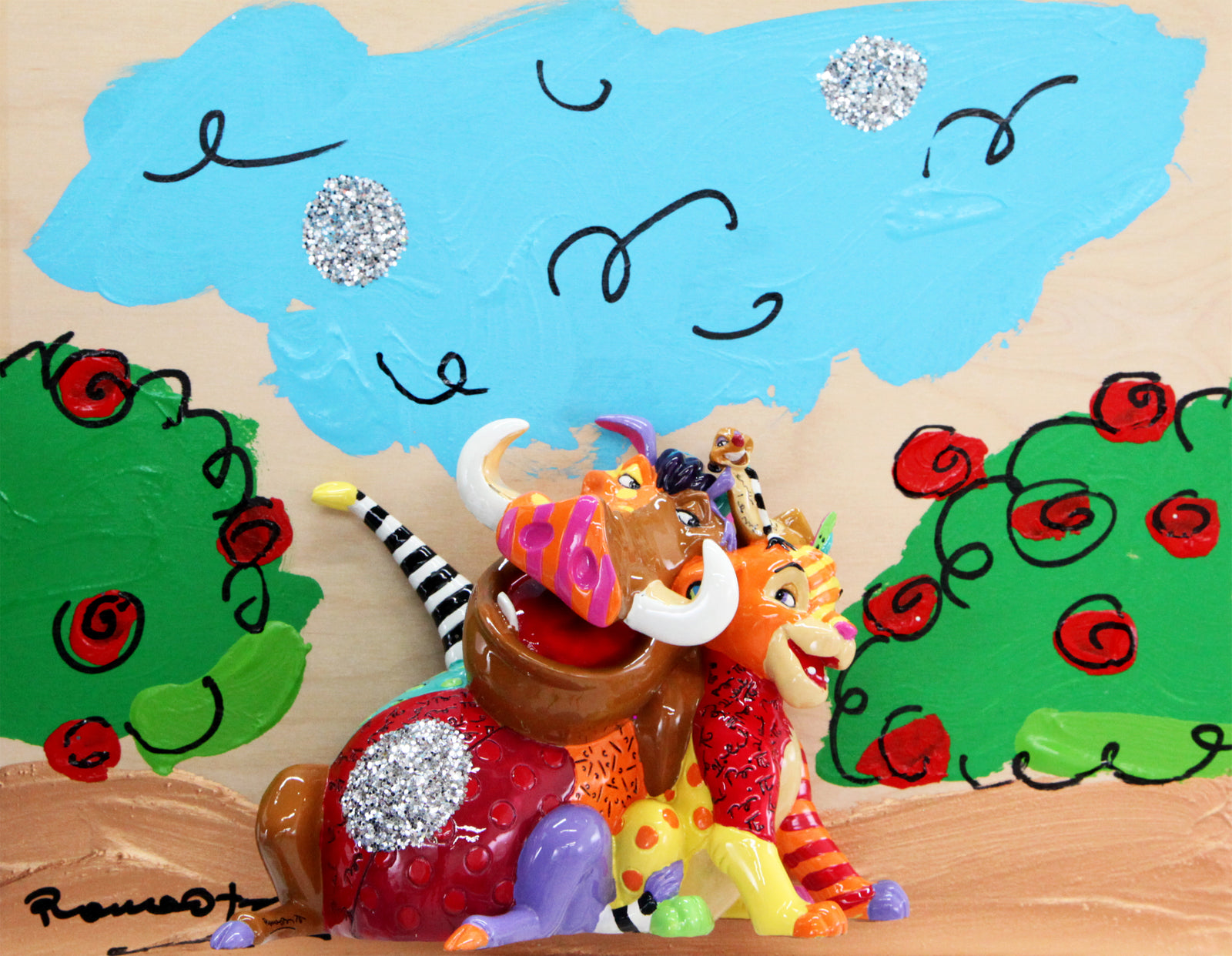 Romero Britto happy friends timon pumba and colorful pop art design