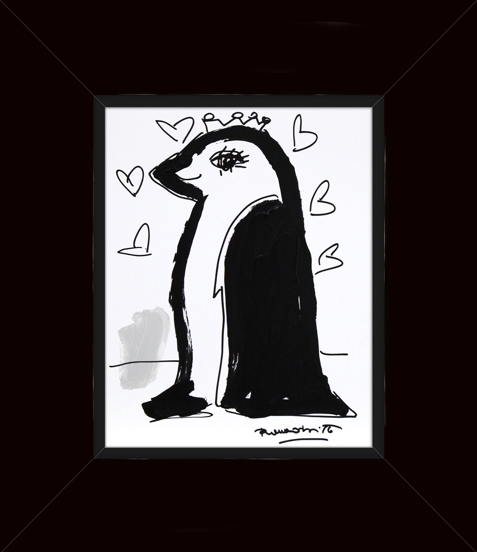 Romero Britto thomas collection penguin original drawing colorful pop art design