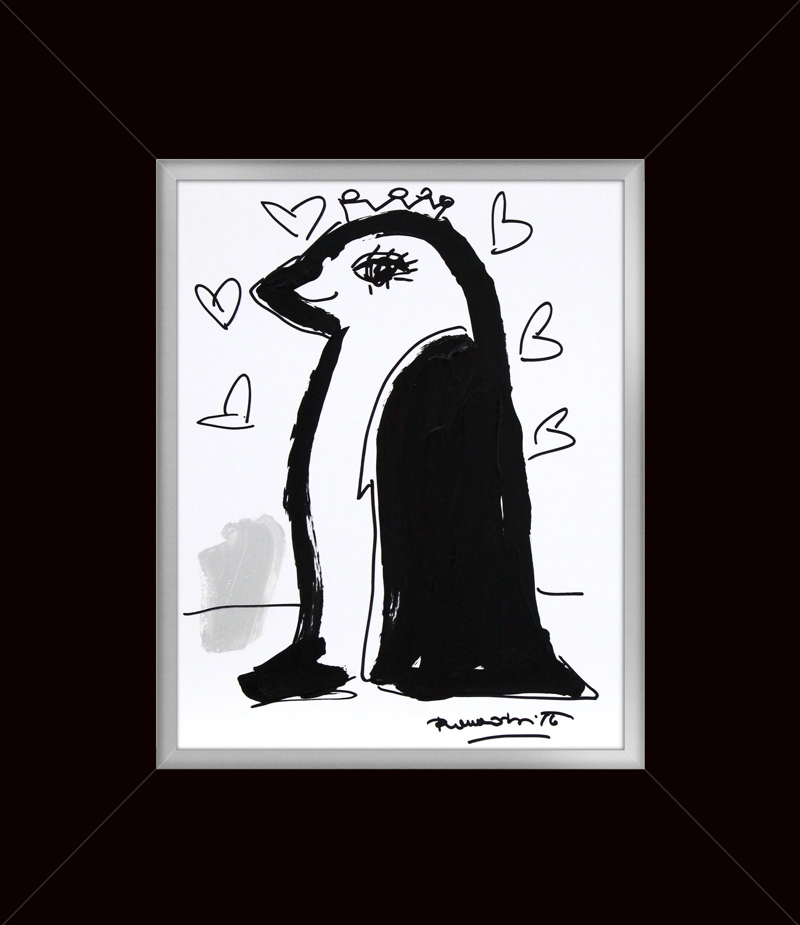 Romero Britto thomas collection penguin original drawing contemporary pop art piece