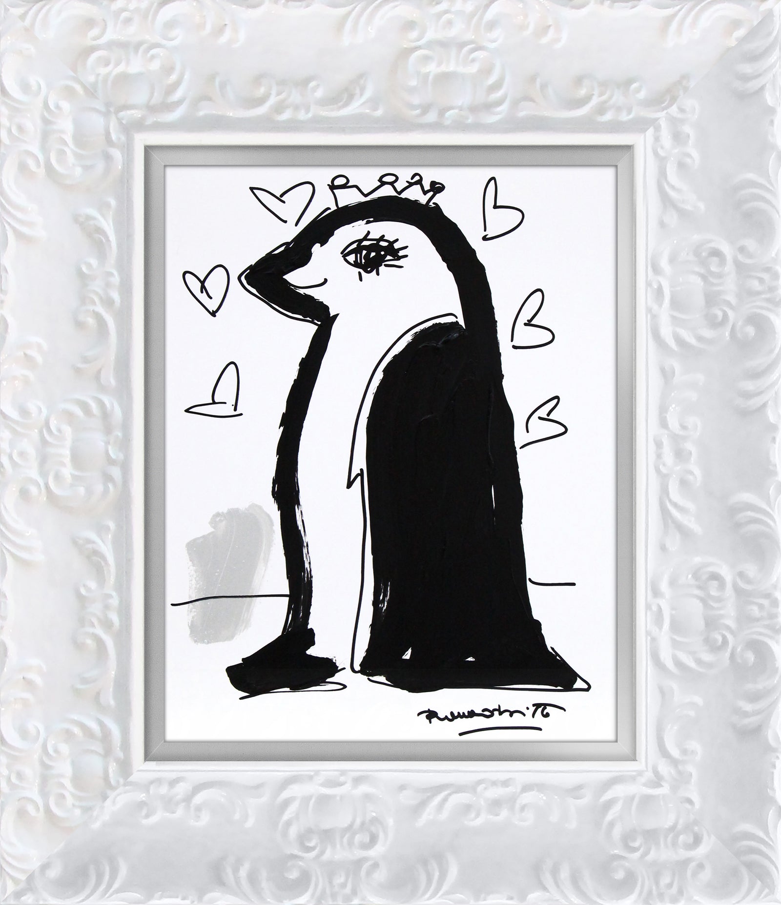 Romero Britto thomas collection penguin original drawing colorful pop art design
