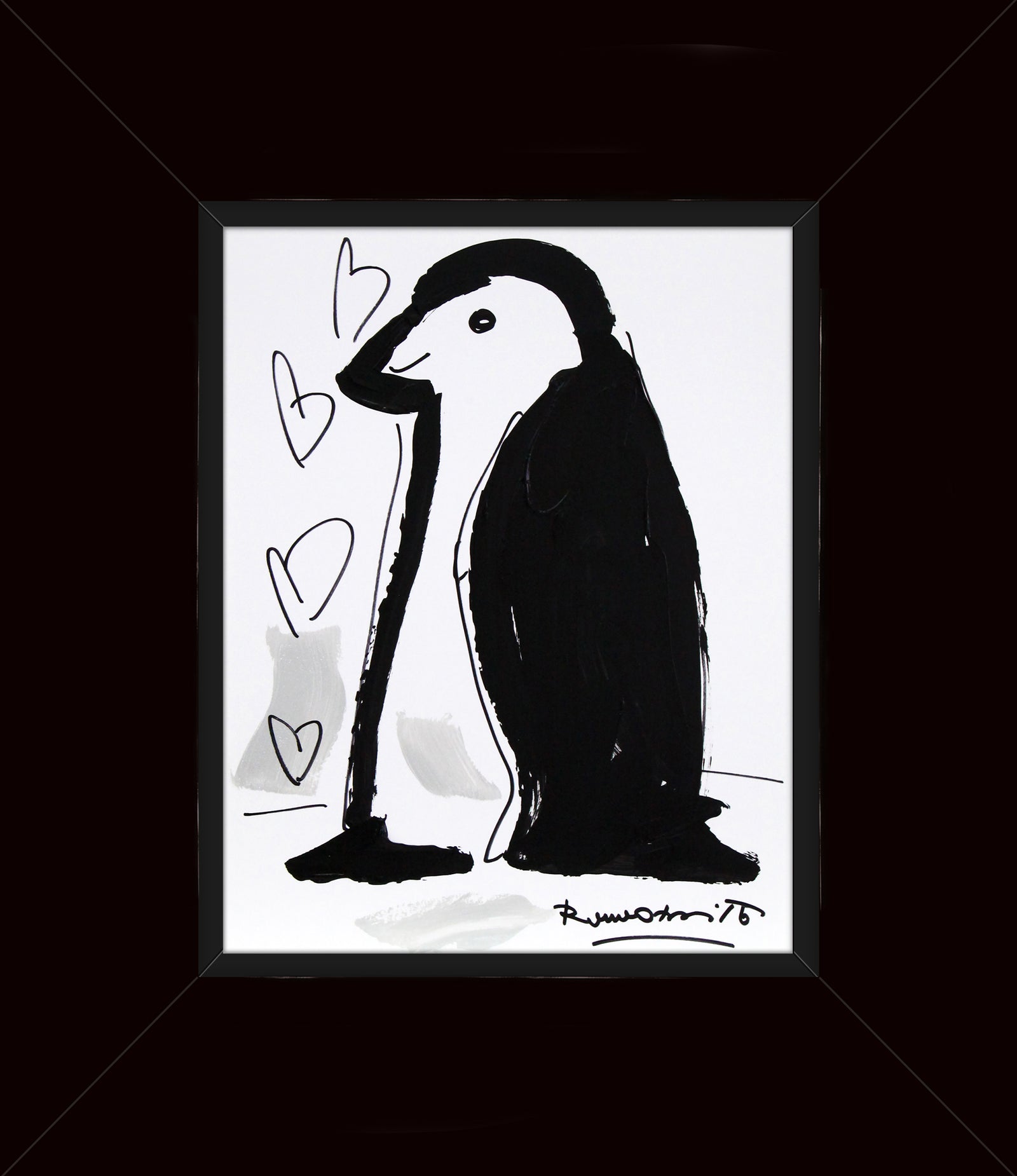 Romero Britto thomas collection penguin original drawing colorful pop art design