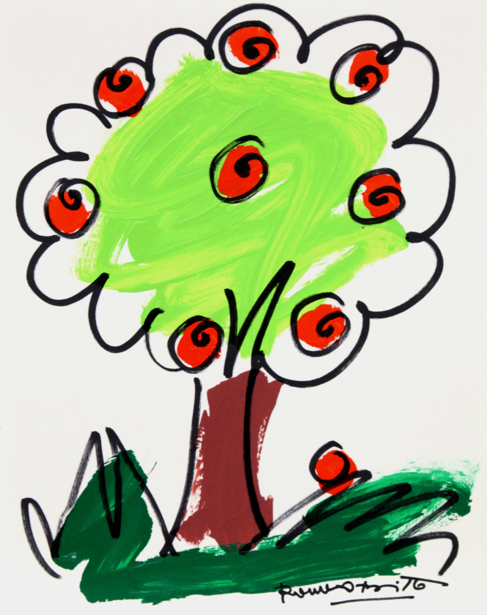 Romero Britto thomas collection tree original drawing colorful pop art design