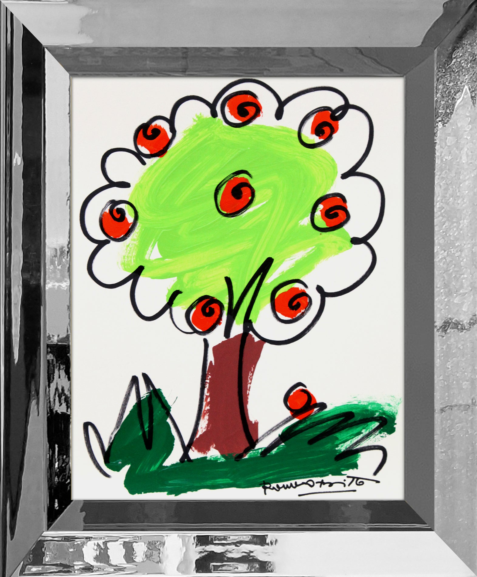 Romero Britto thomas collection tree original drawing contemporary pop art piece