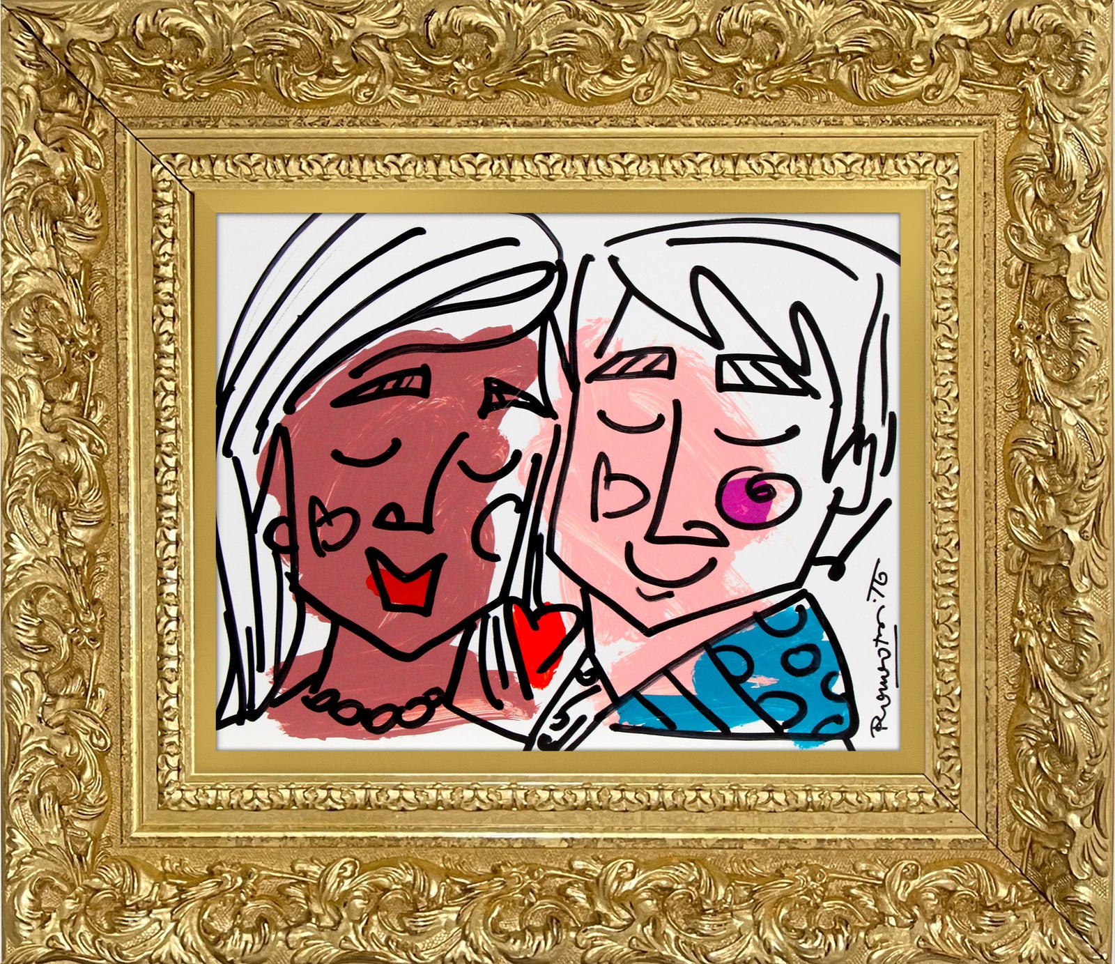 Romero Britto love collection original drawing colorful pop art design