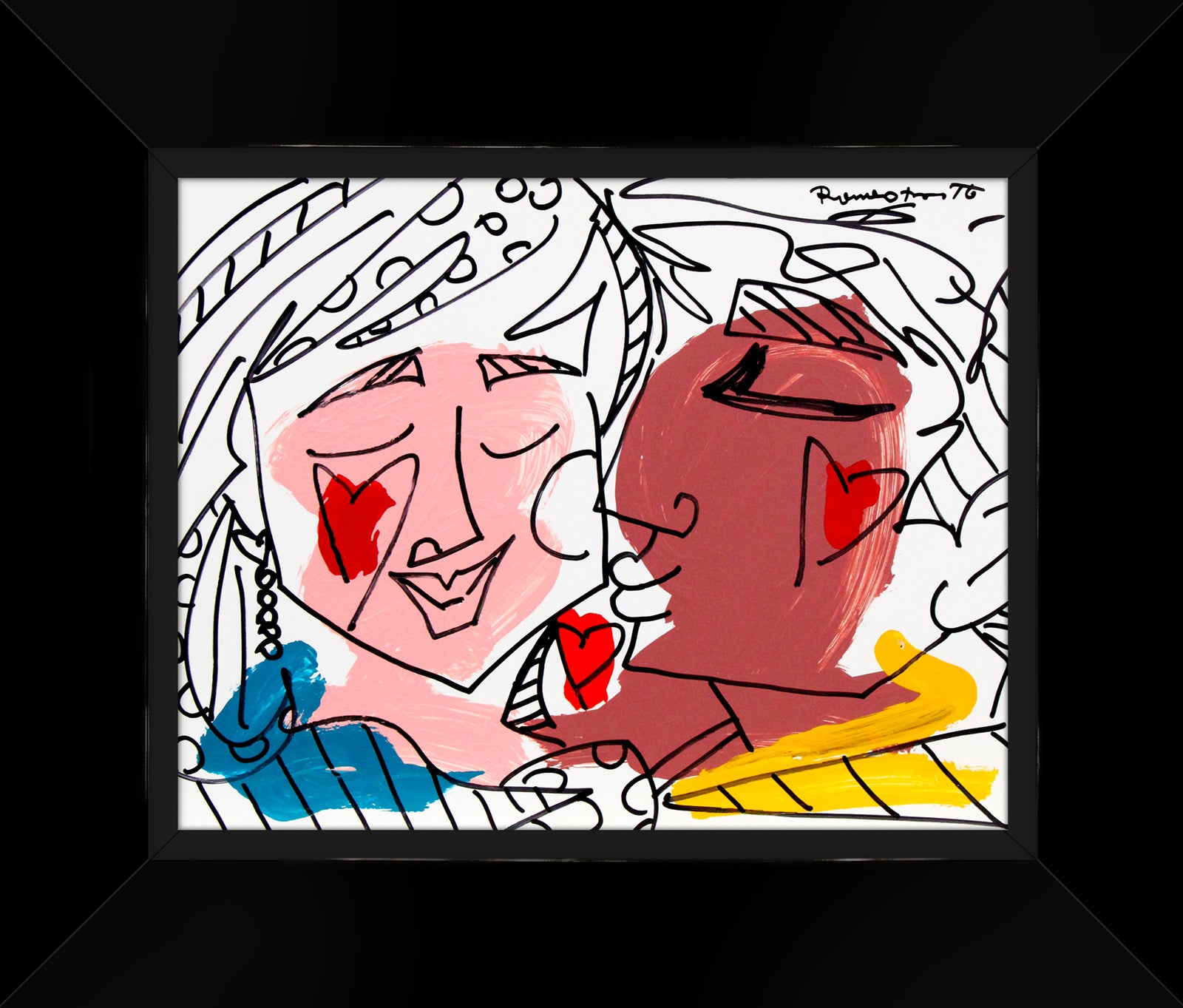 Romero Britto love collection original drawing contemporary pop art piece