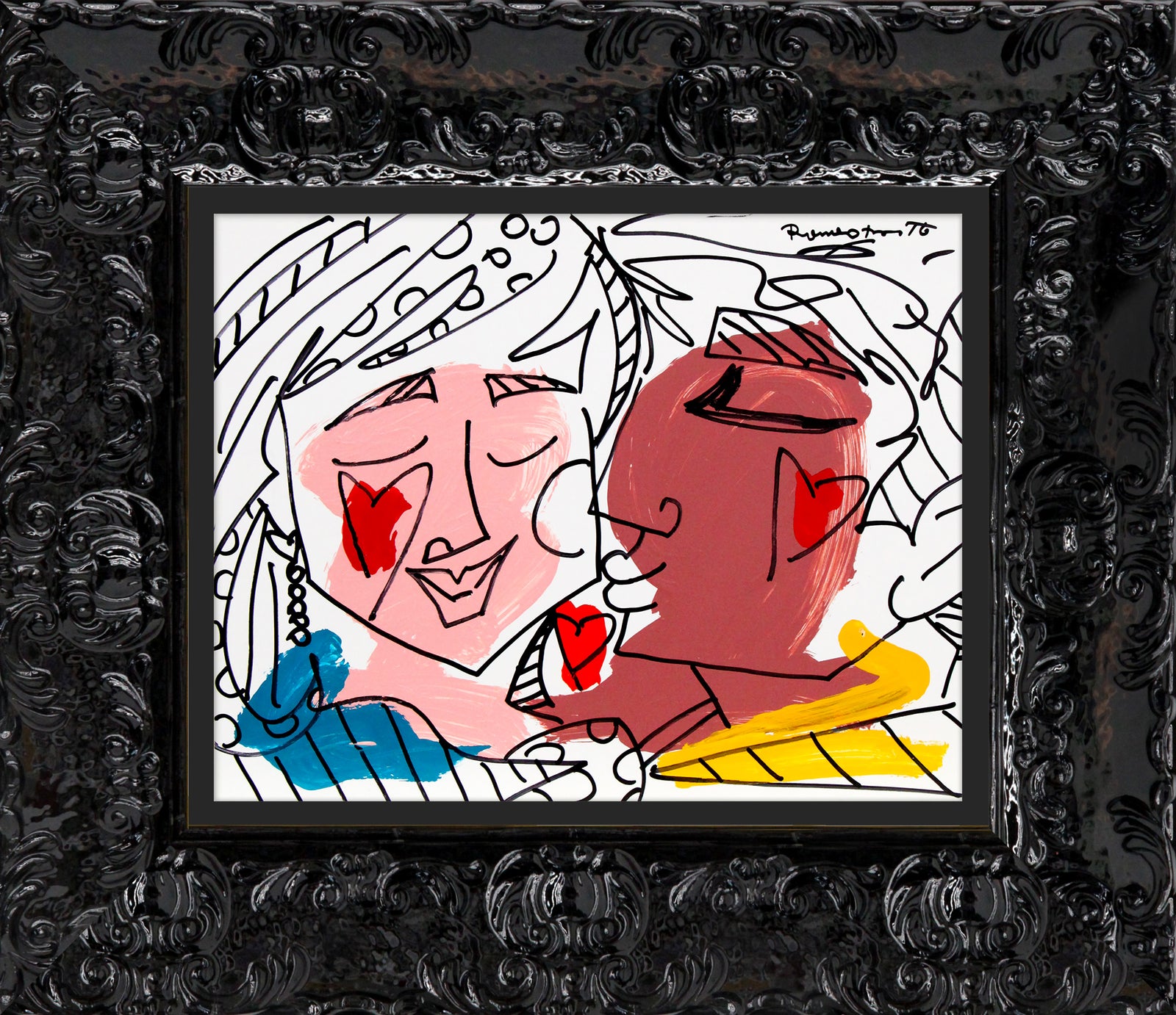 Romero Britto love collection original drawing colorful pop art design