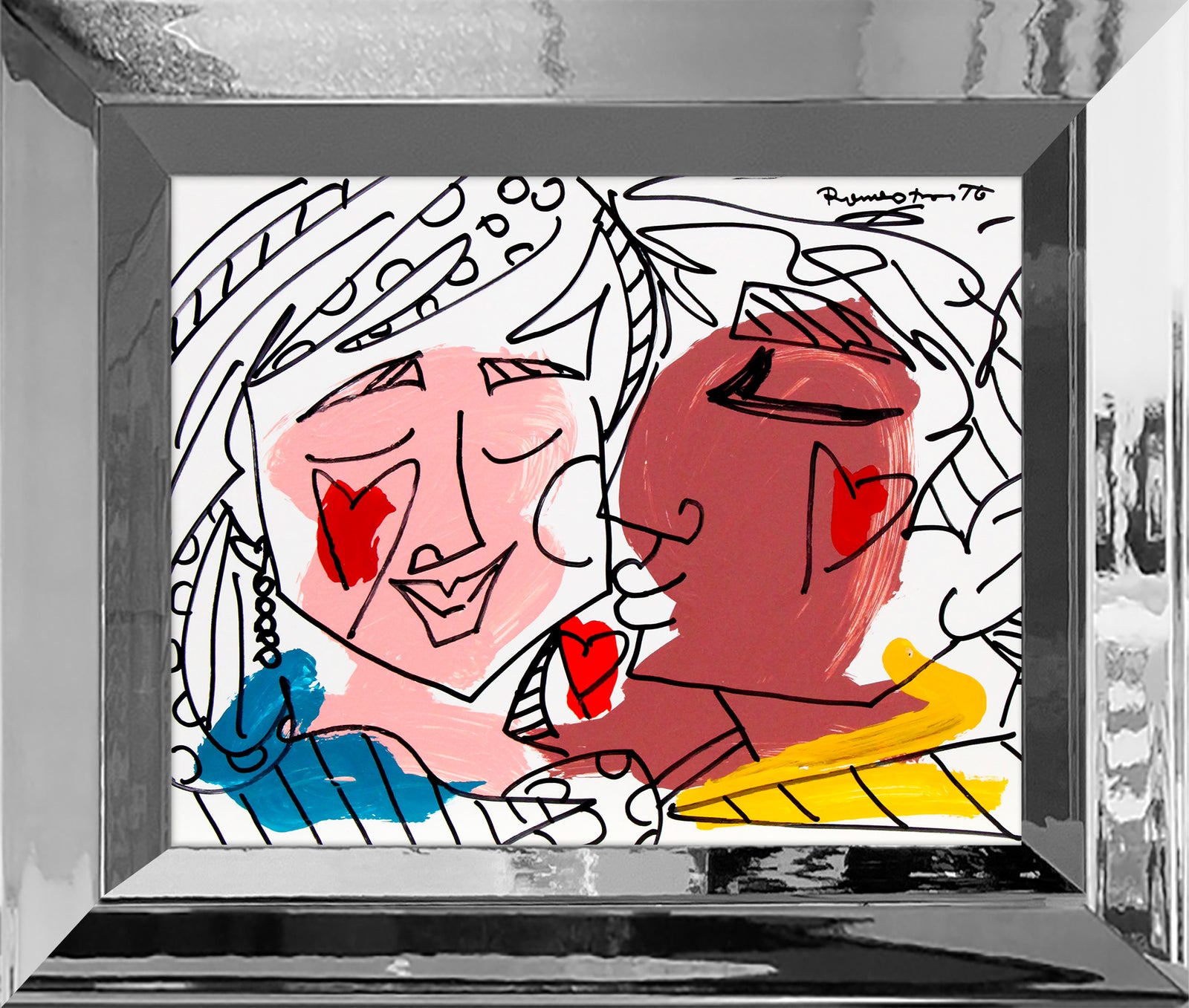 Romero Britto love collection original drawing colorful pop art design
