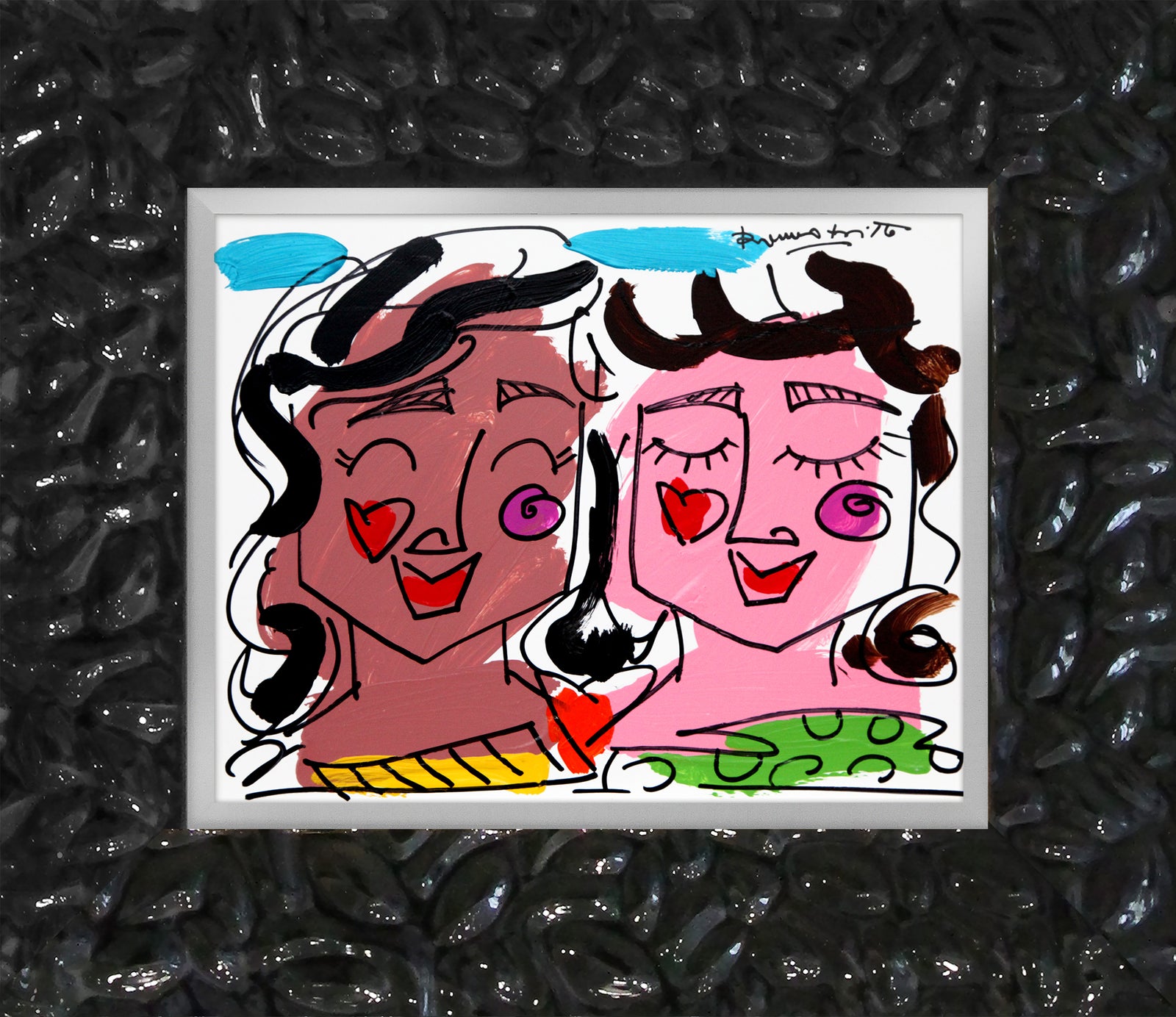 Romero Britto love collection original drawing contemporary pop art piece