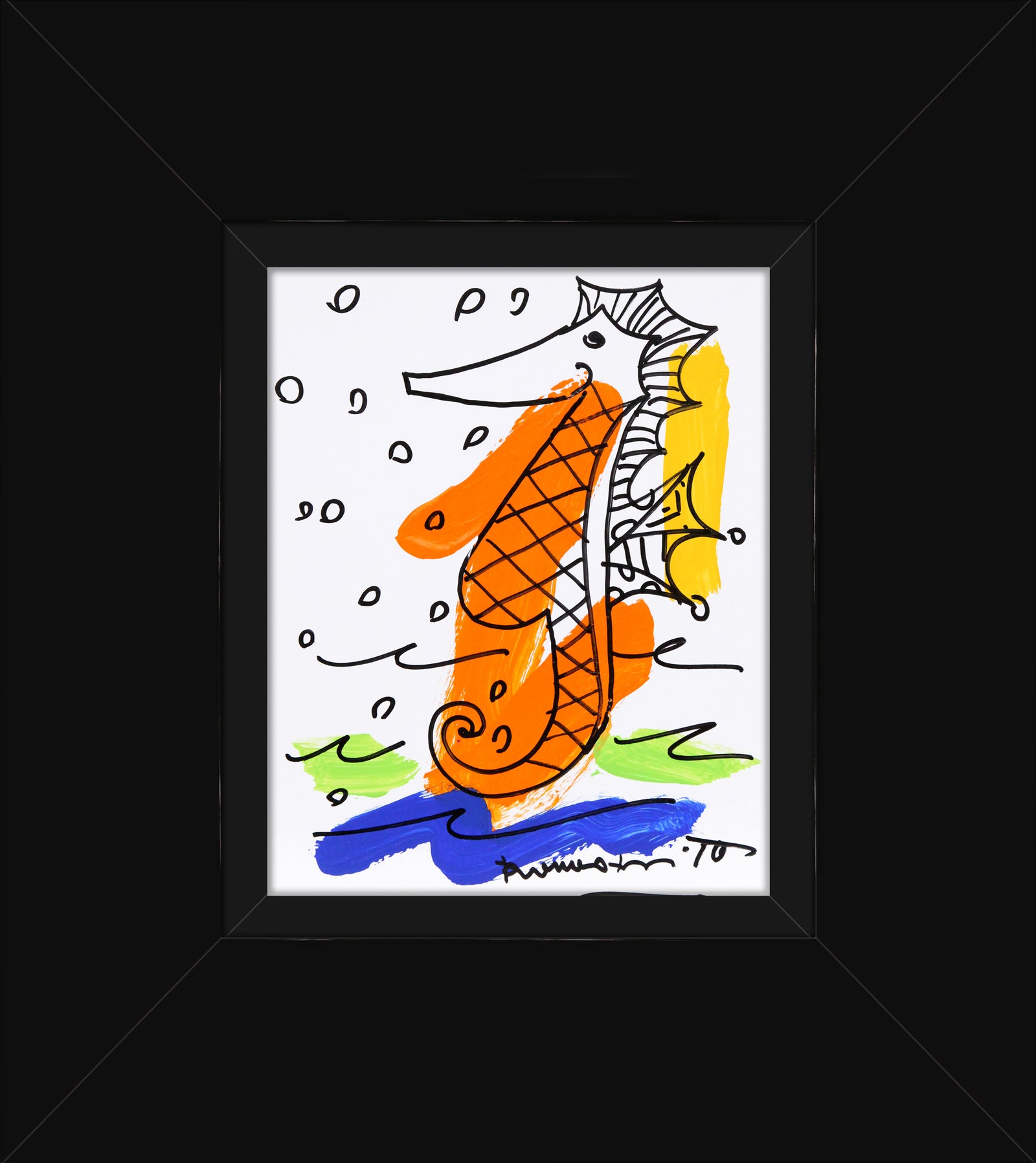 Romero Britto thomas collection seahorse original drawing contemporary pop art piece
