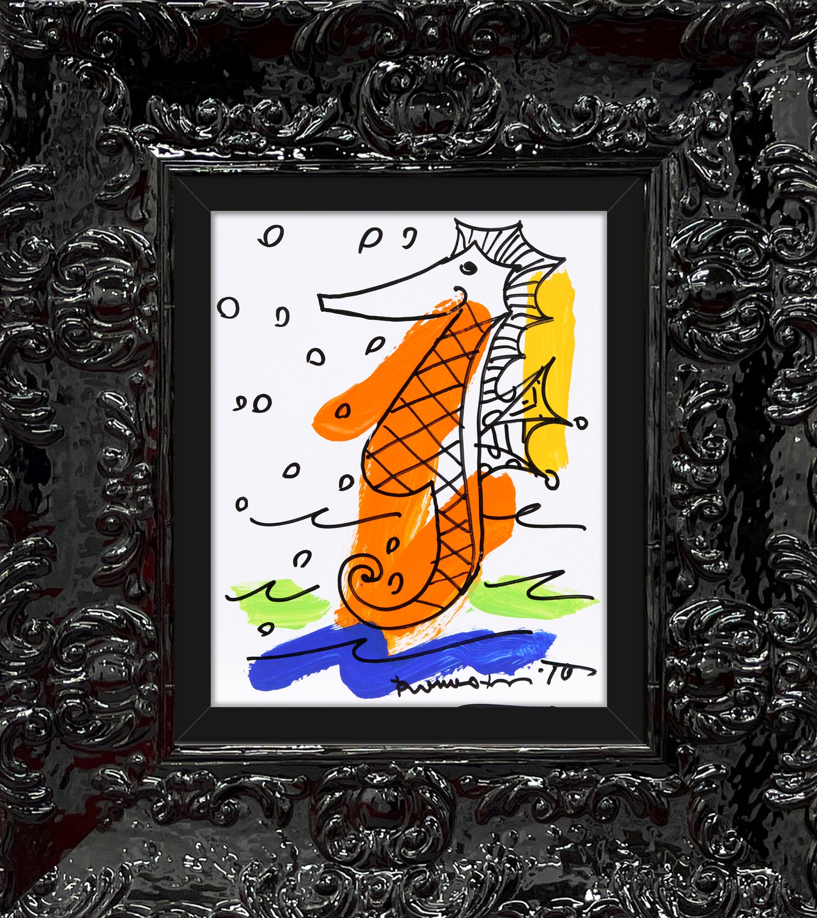 thomas collection seahorse original drawing colorful decorative collectible gift idea