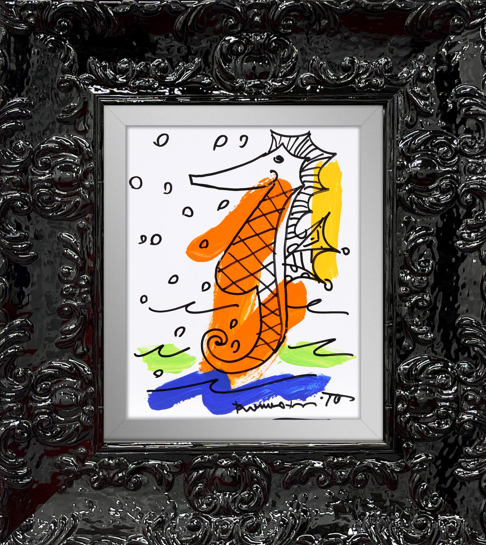 modern pop art thomas collection seahorse original drawing vibrant home decor