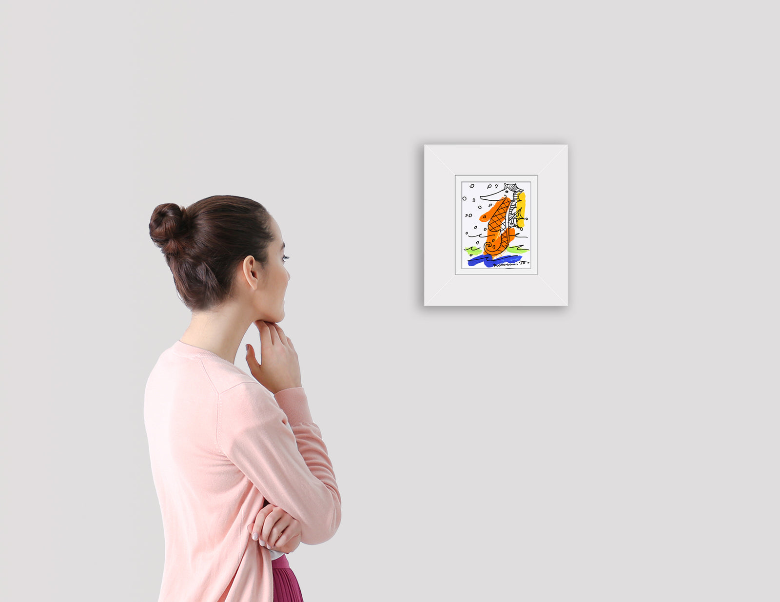 thomas collection seahorse original drawing artistic colorful design collectible