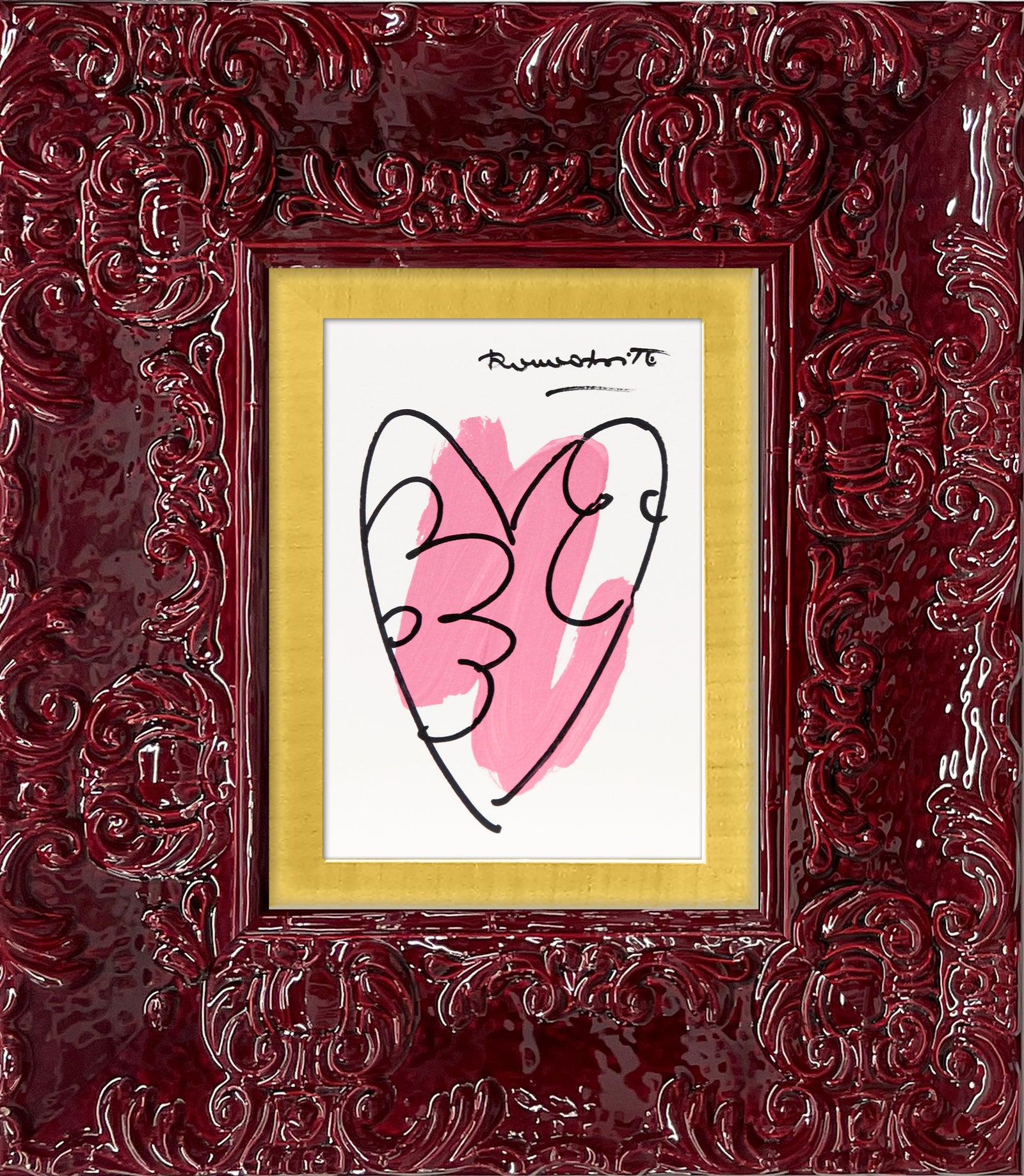 Romero Britto thomas heartbeat collection original drawing contemporary pop art piece