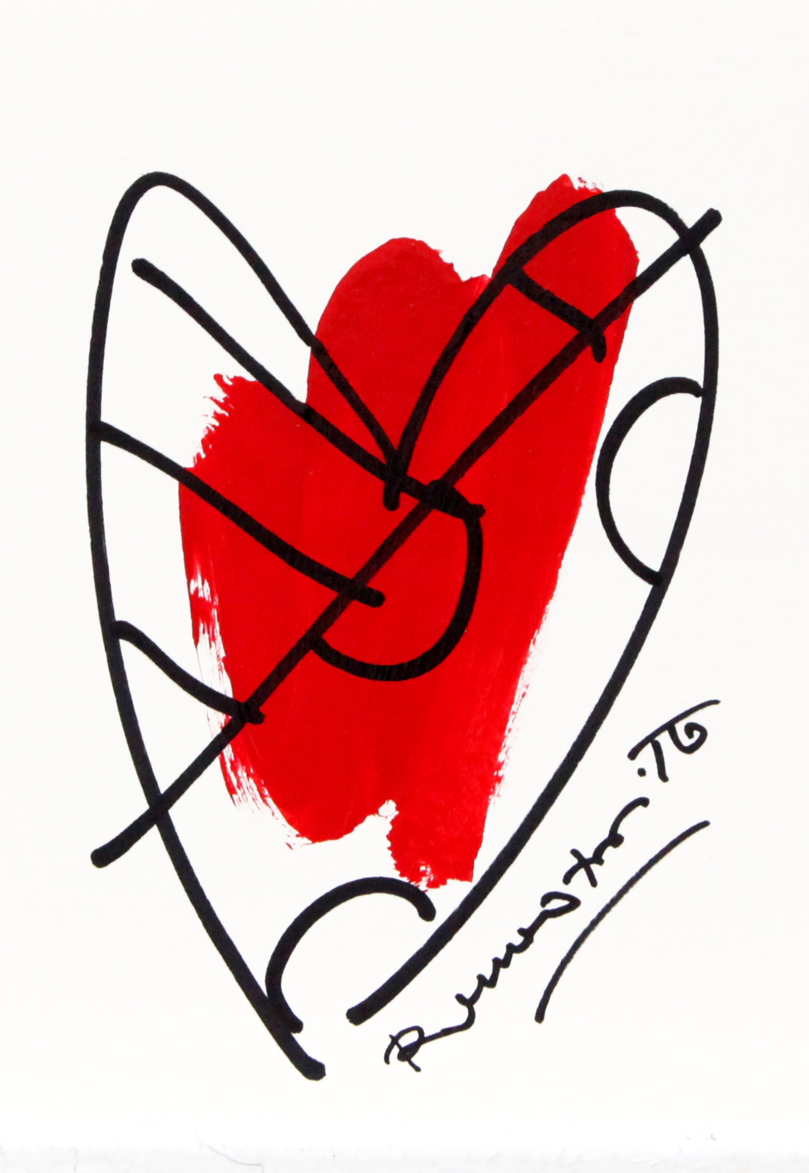 Romero Britto thomas heartbeat collection original drawing colorful pop art design