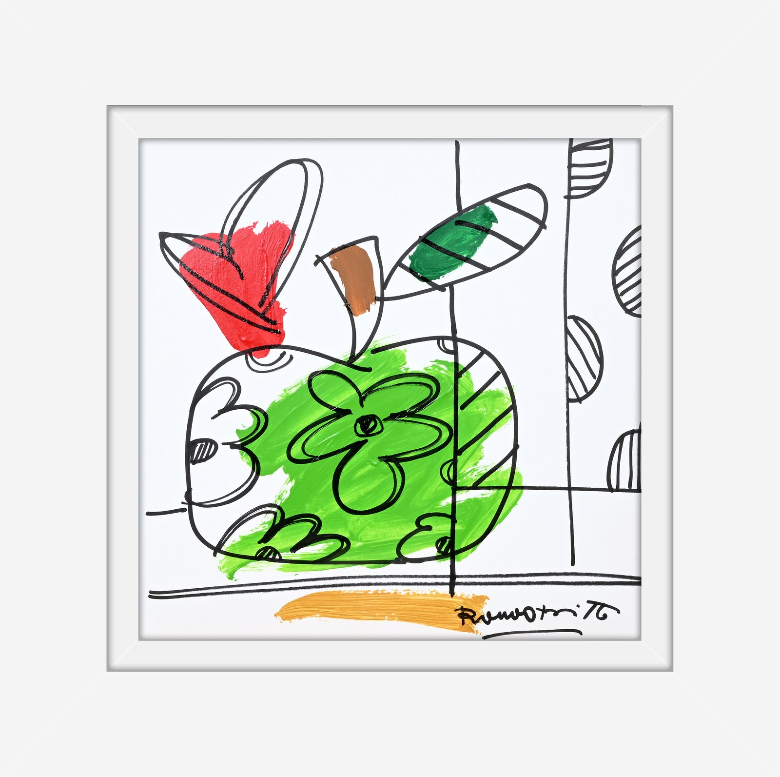 Romero Britto thomas collection apple original drawing colorful pop art design