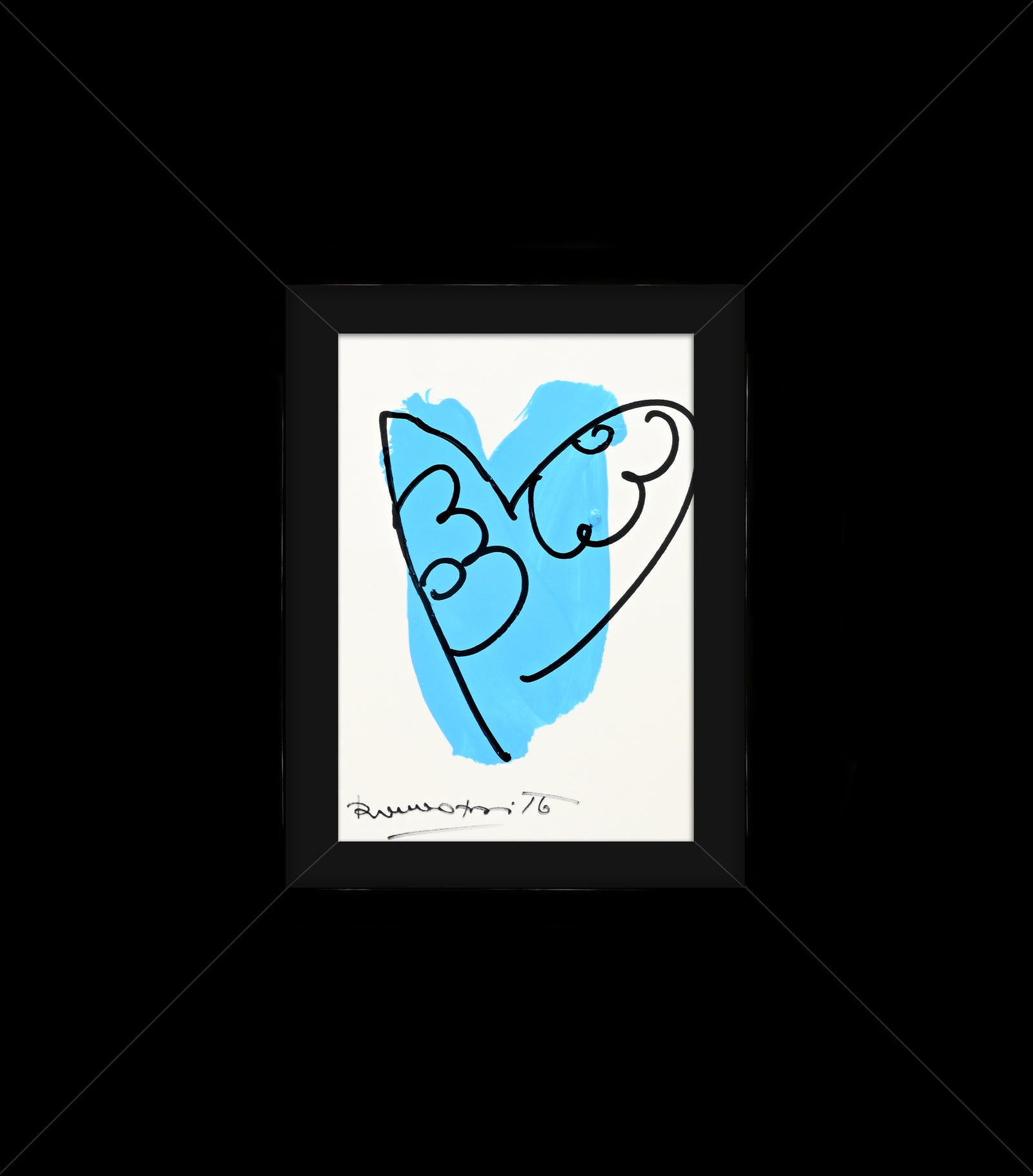 Romero Britto thomas heartbeat collection original drawing contemporary pop art piece