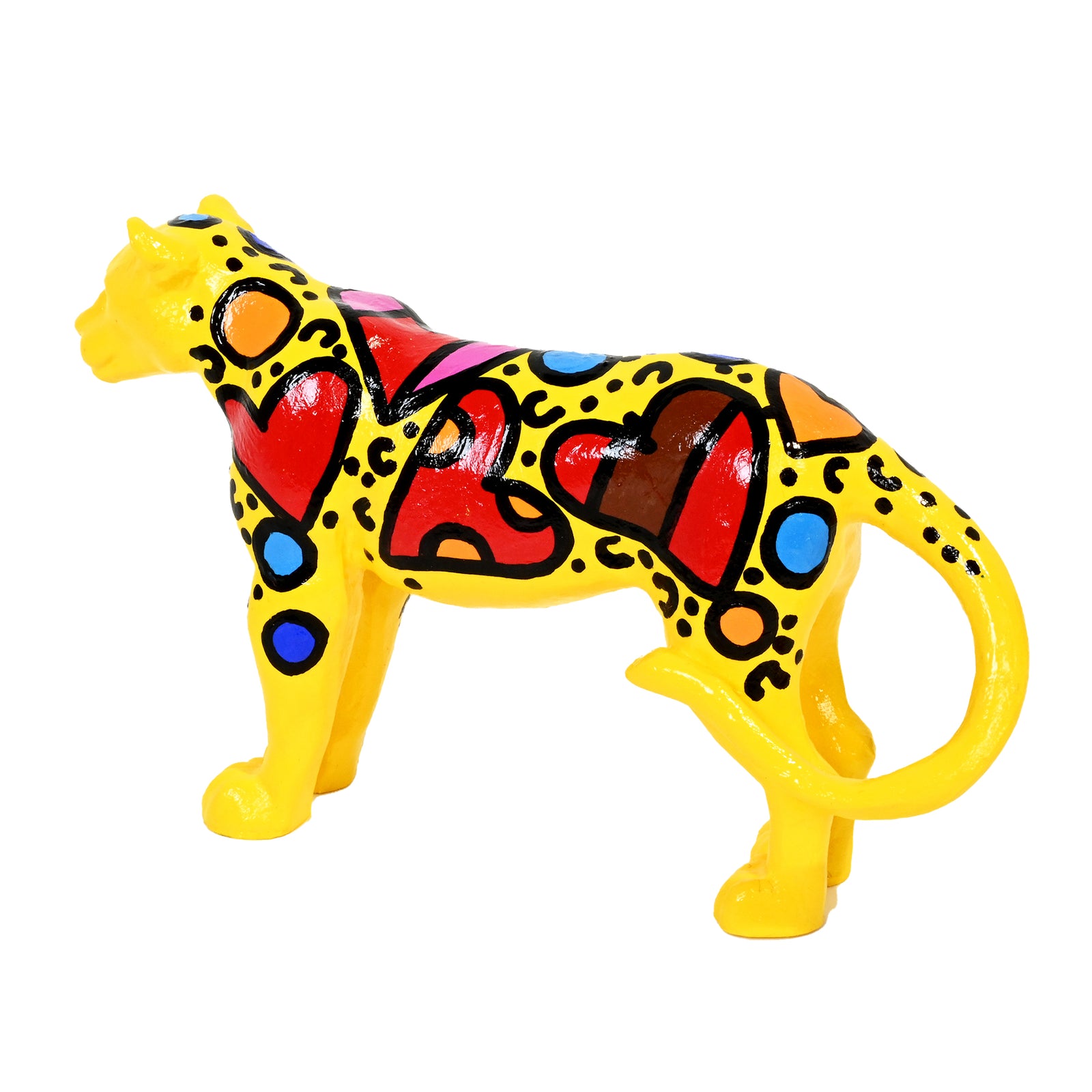 cheetah hand painted original sculpture colorful decorative collectible gift idea