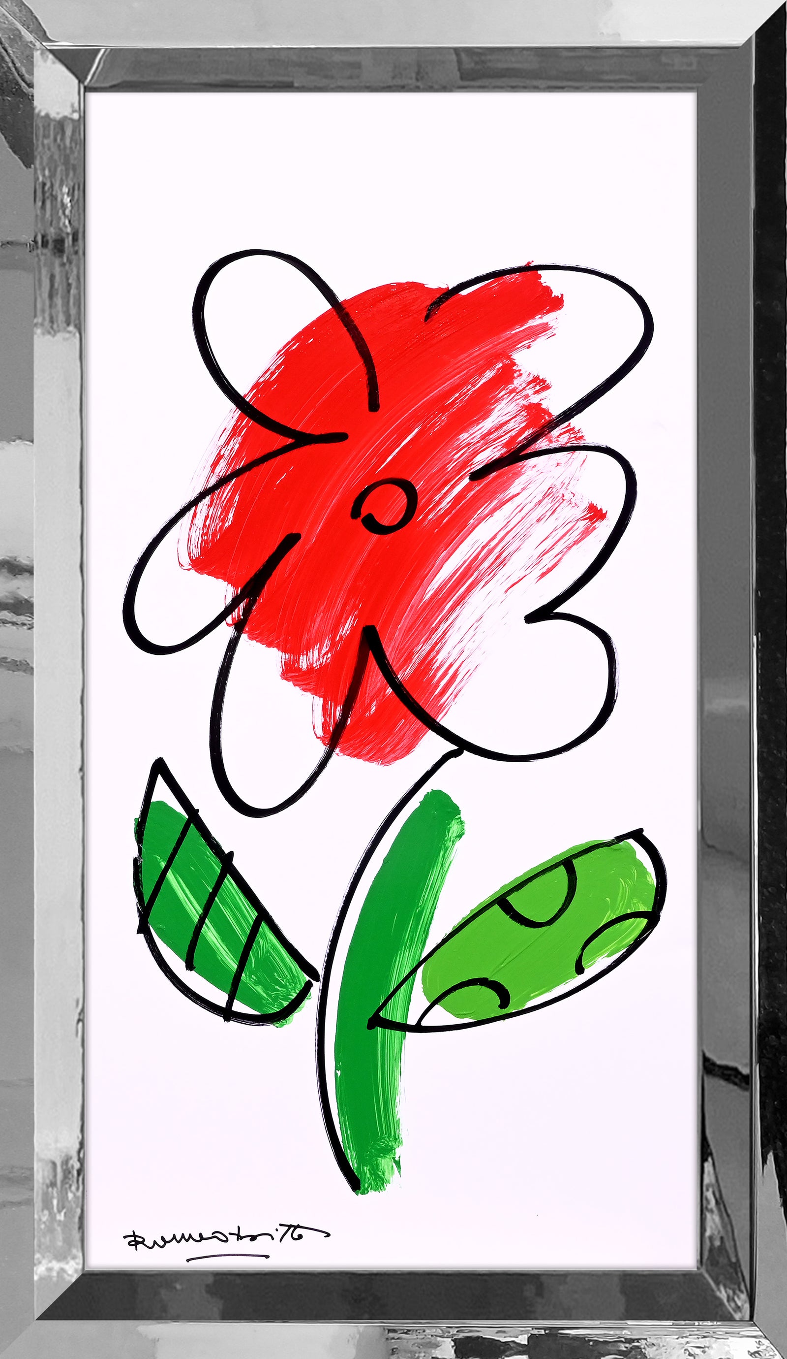 Romero Britto thomas flowers original drawing colorful pop art design