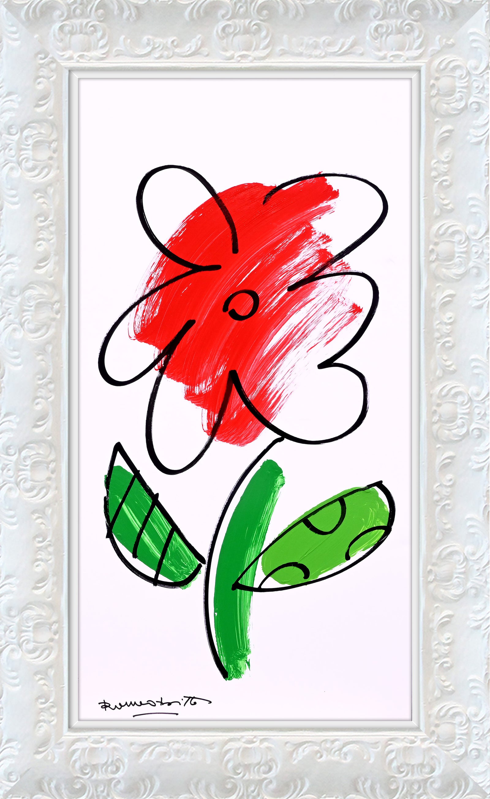 Romero Britto thomas flowers original drawing colorful pop art design