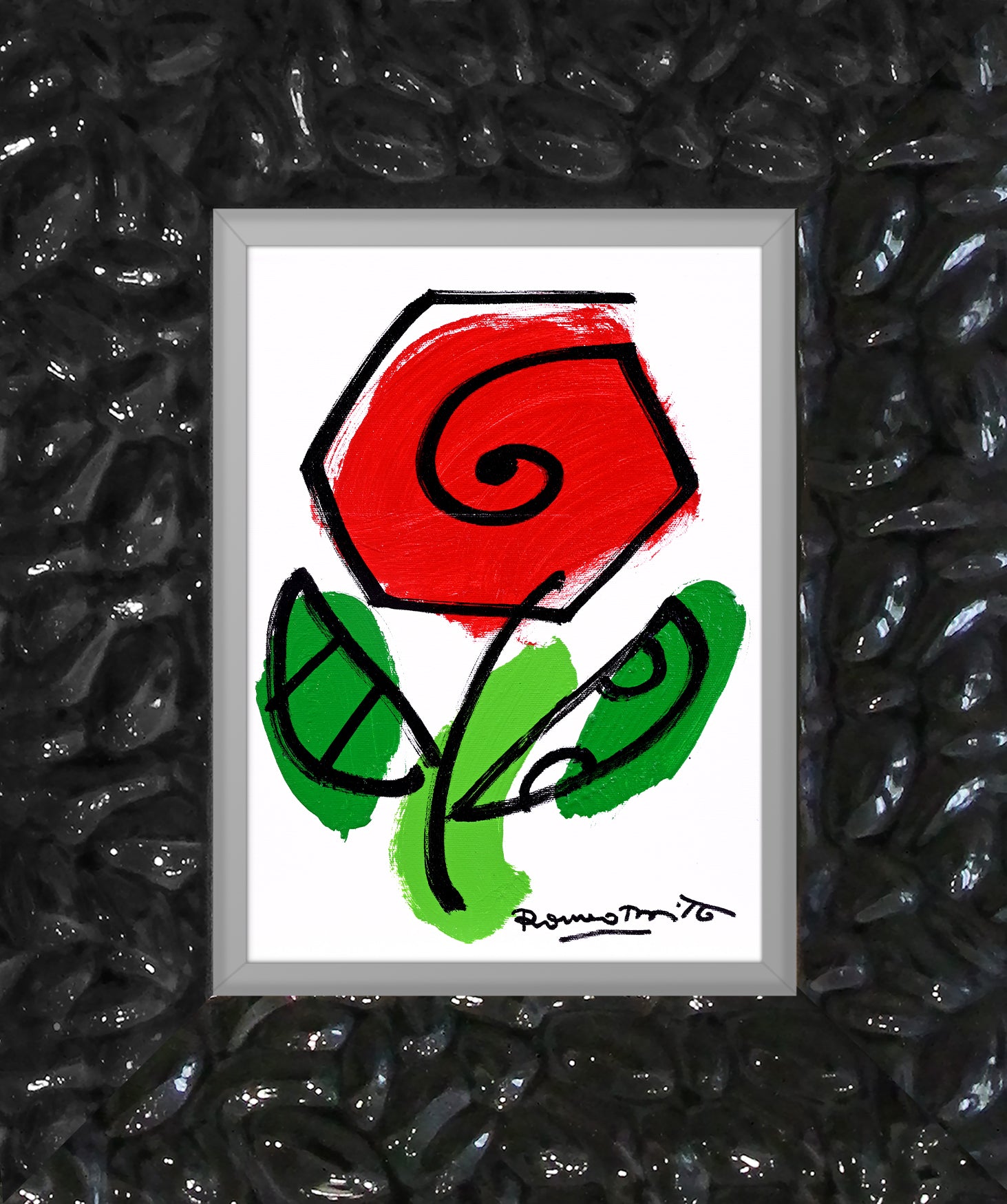 Romero Britto thomas flowers original drawing colorful pop art design