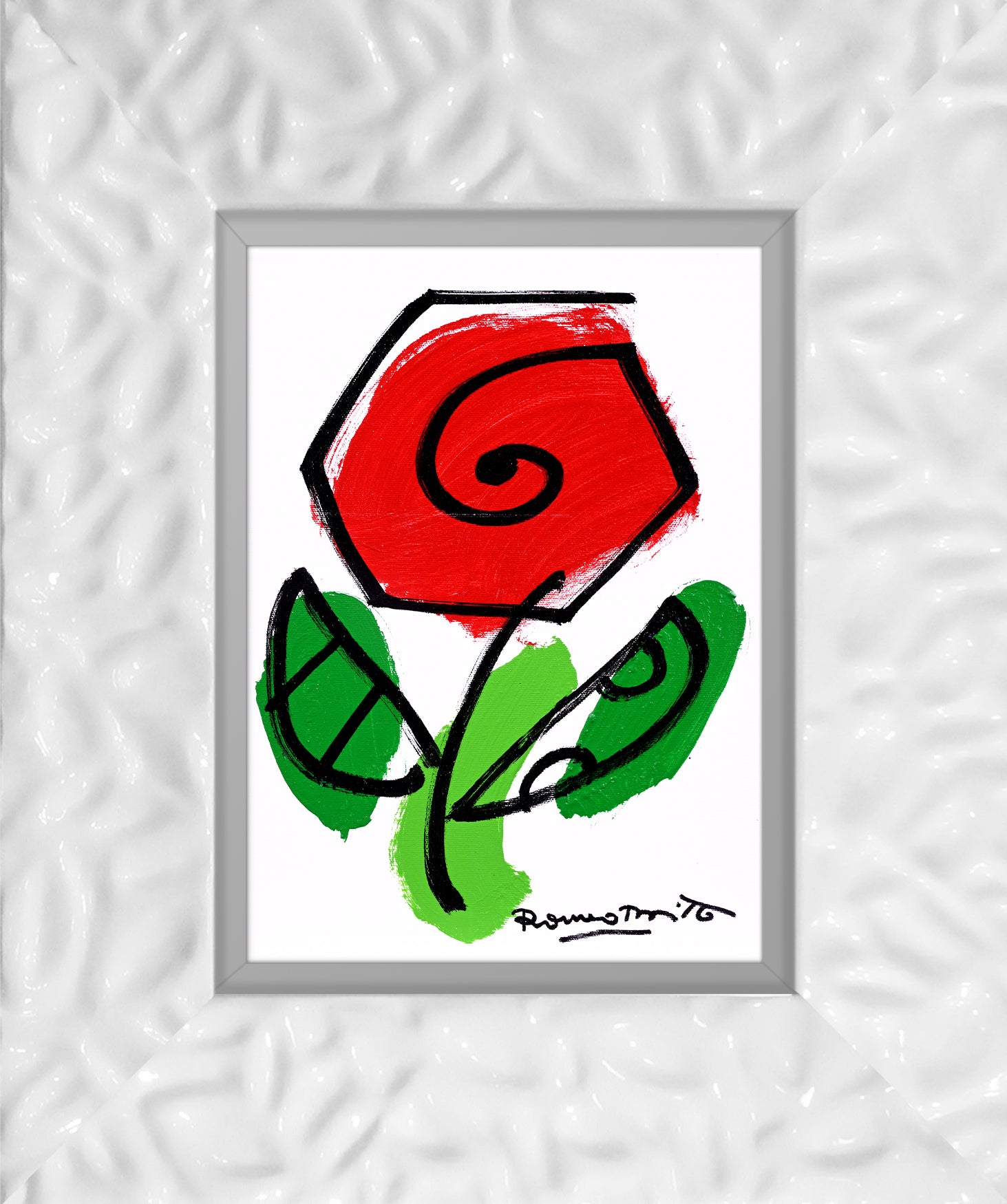 Romero Britto thomas flowers original drawing colorful pop art design