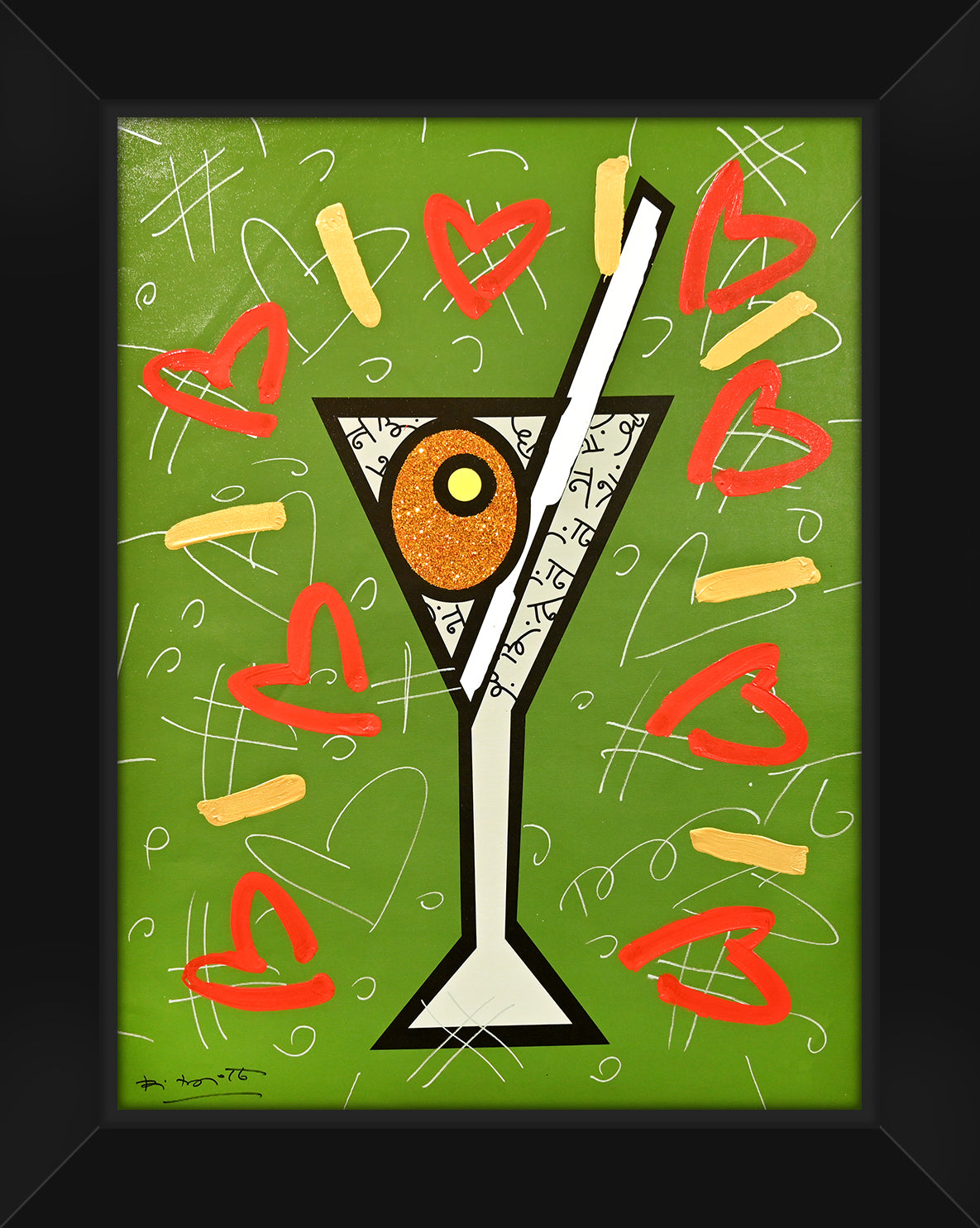 OLIVE MARTINI - Mixed Media Original