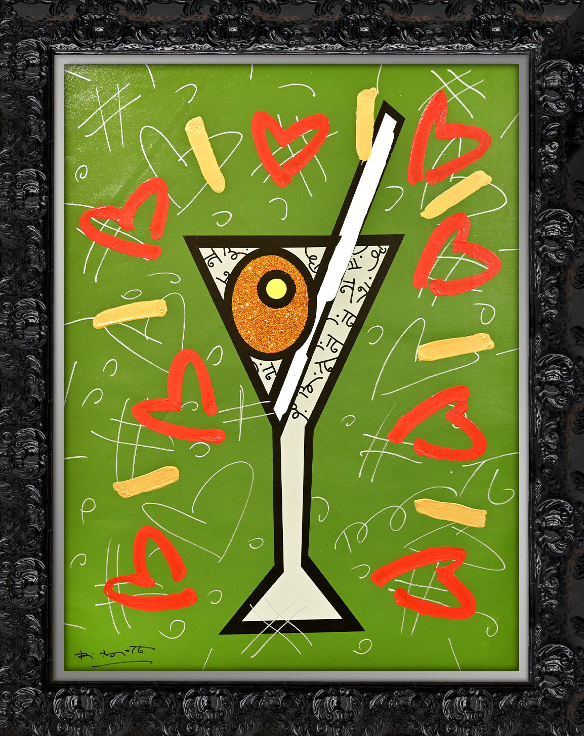 OLIVE MARTINI - Mixed Media Original