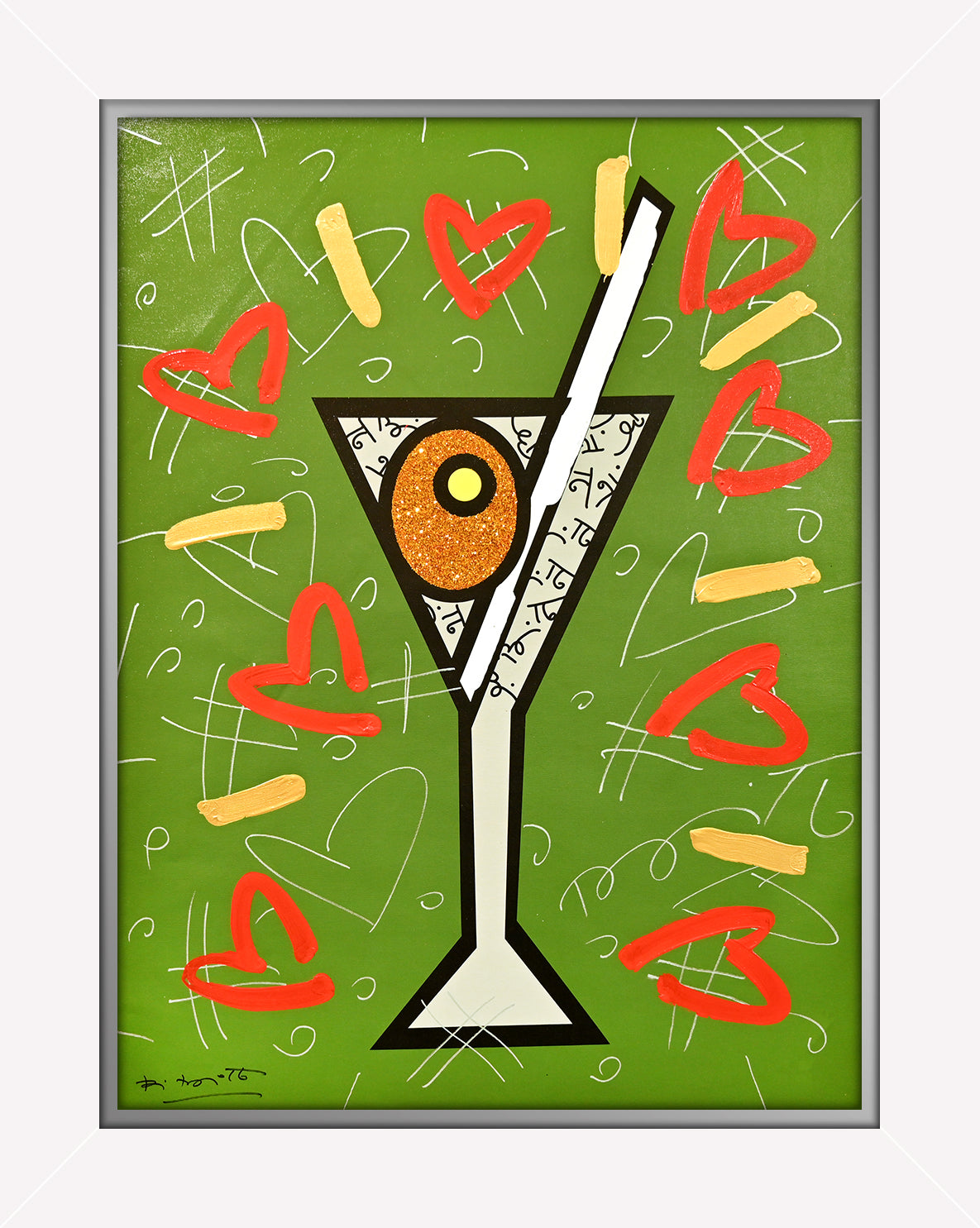 OLIVE MARTINI - Mixed Media Original