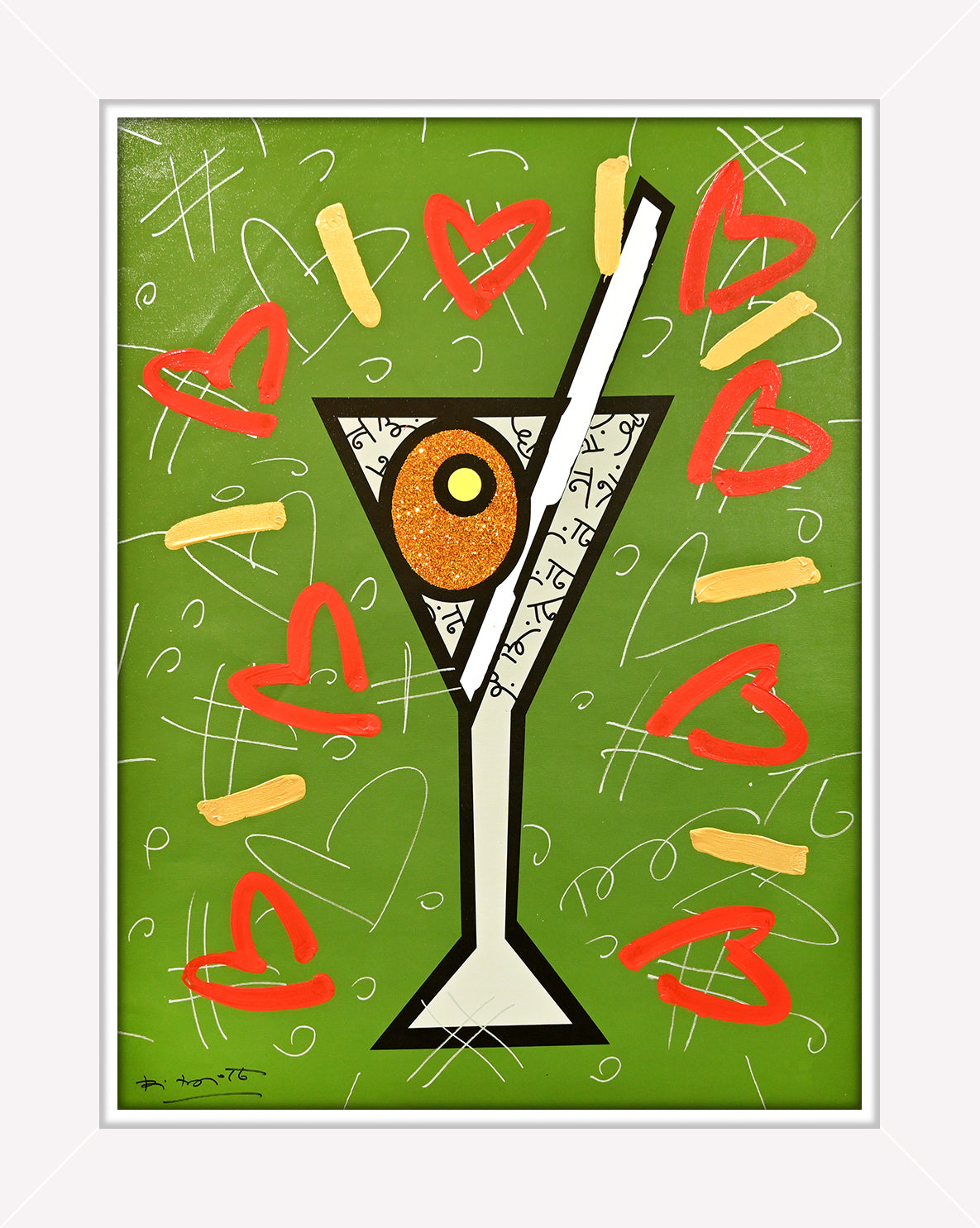 OLIVE MARTINI - Mixed Media Original