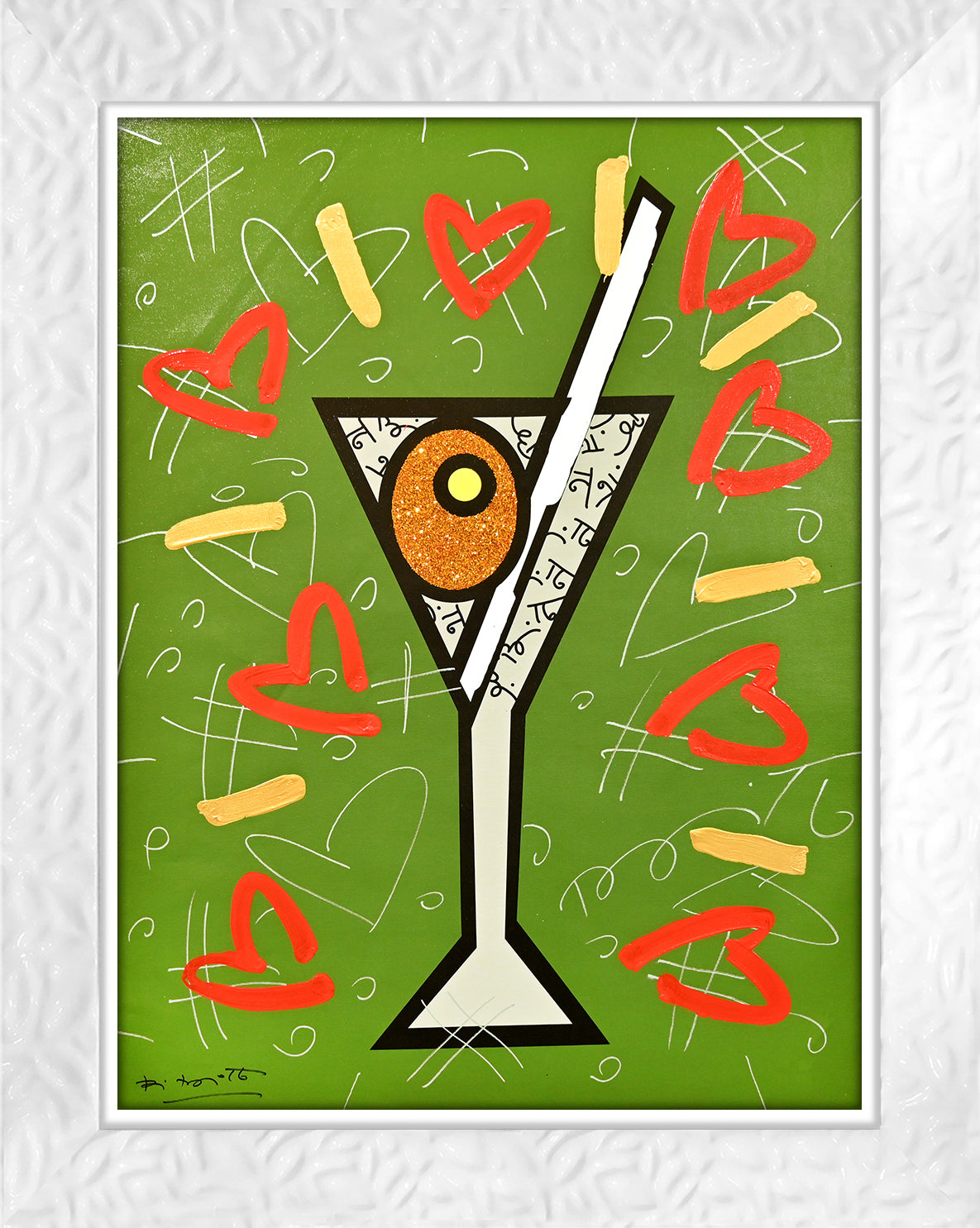 OLIVE MARTINI - Mixed Media Original