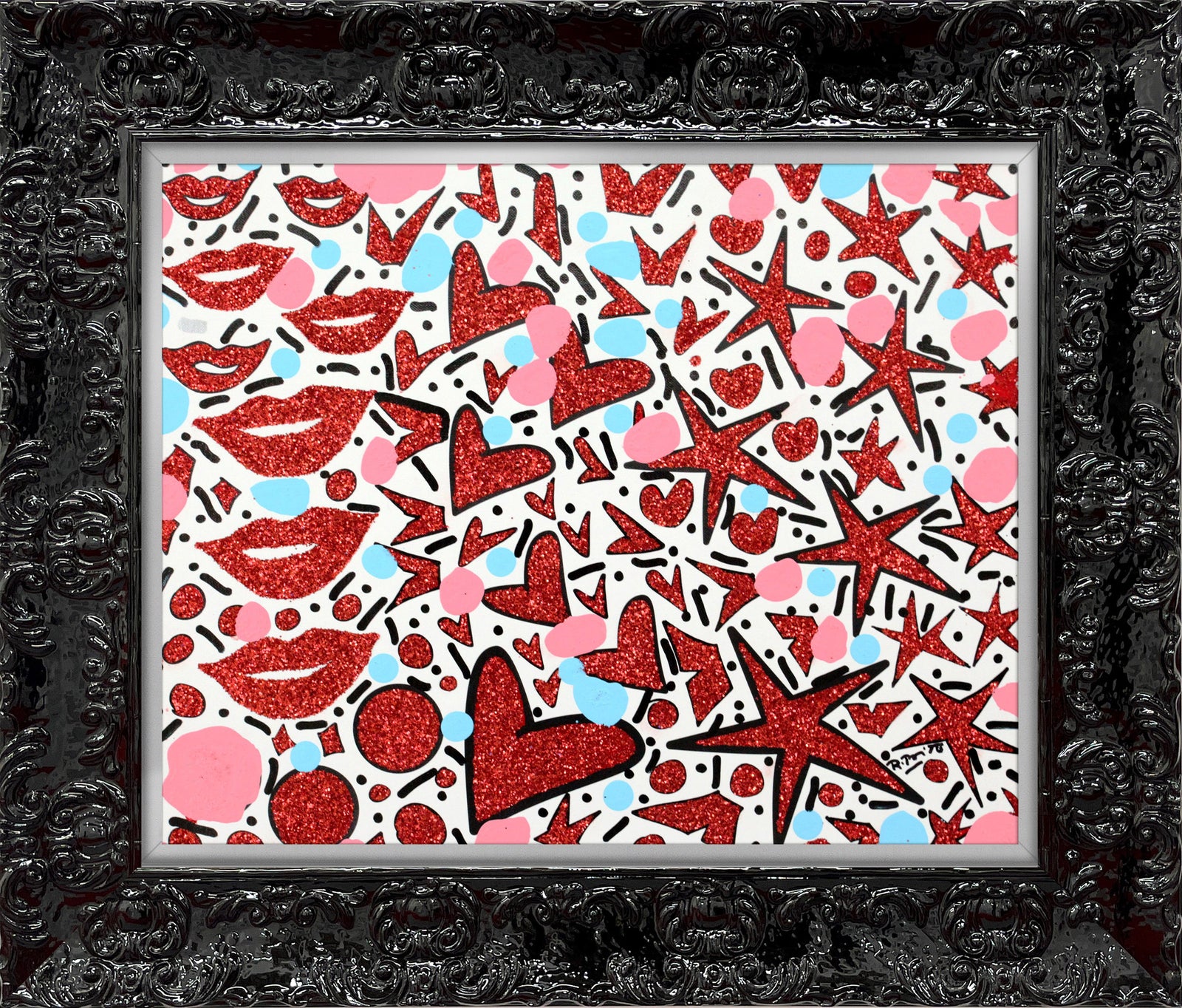 Hearts & Kisses - Mixed Media Original