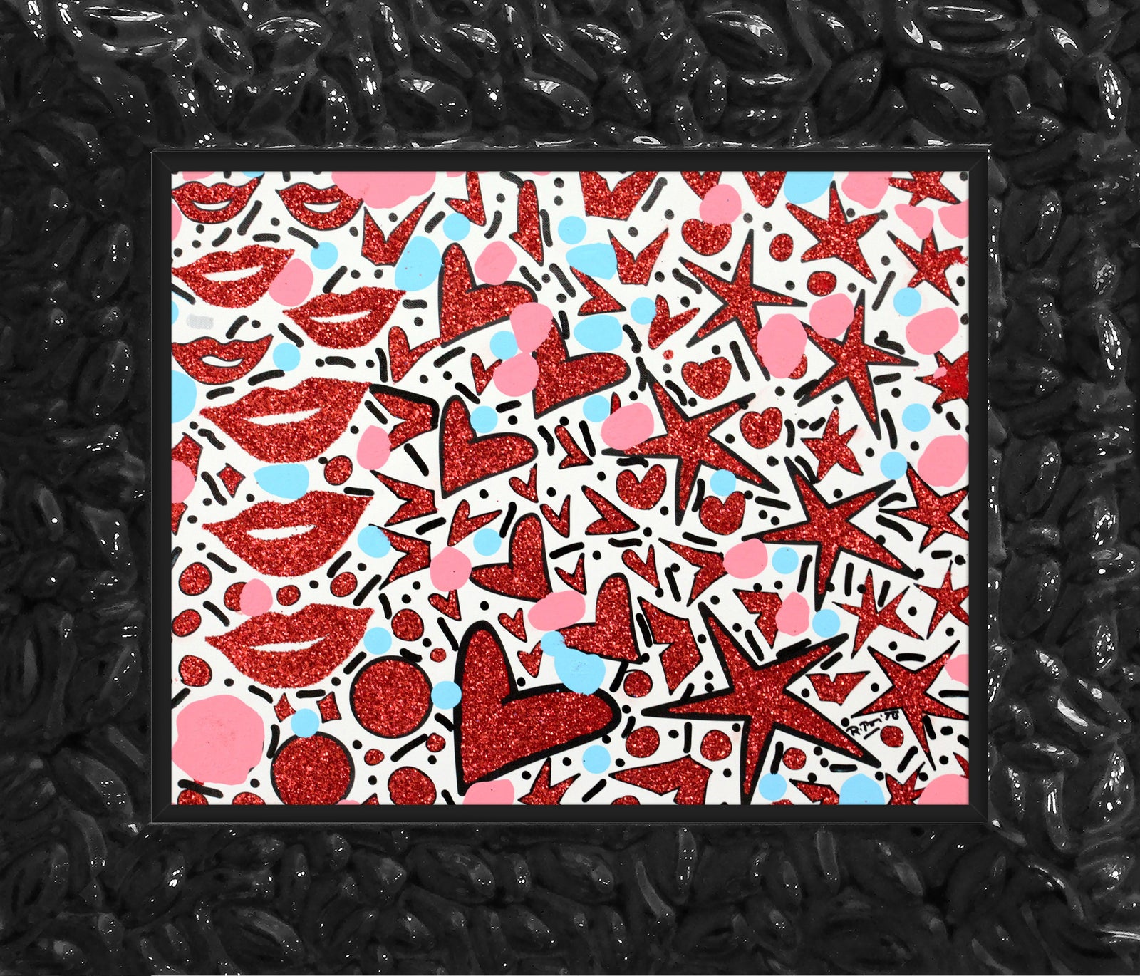 Hearts & Kisses - Mixed Media Original