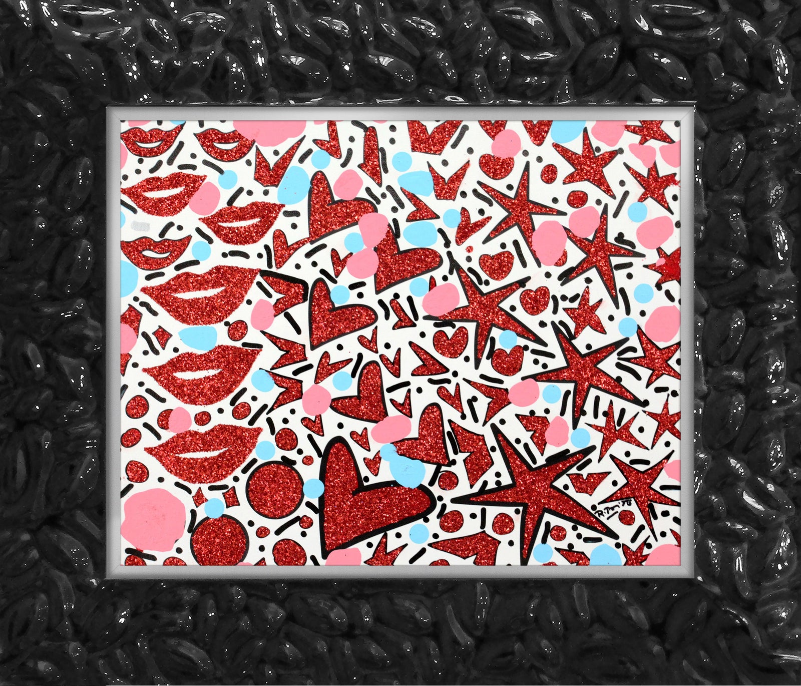 Hearts & Kisses - Mixed Media Original