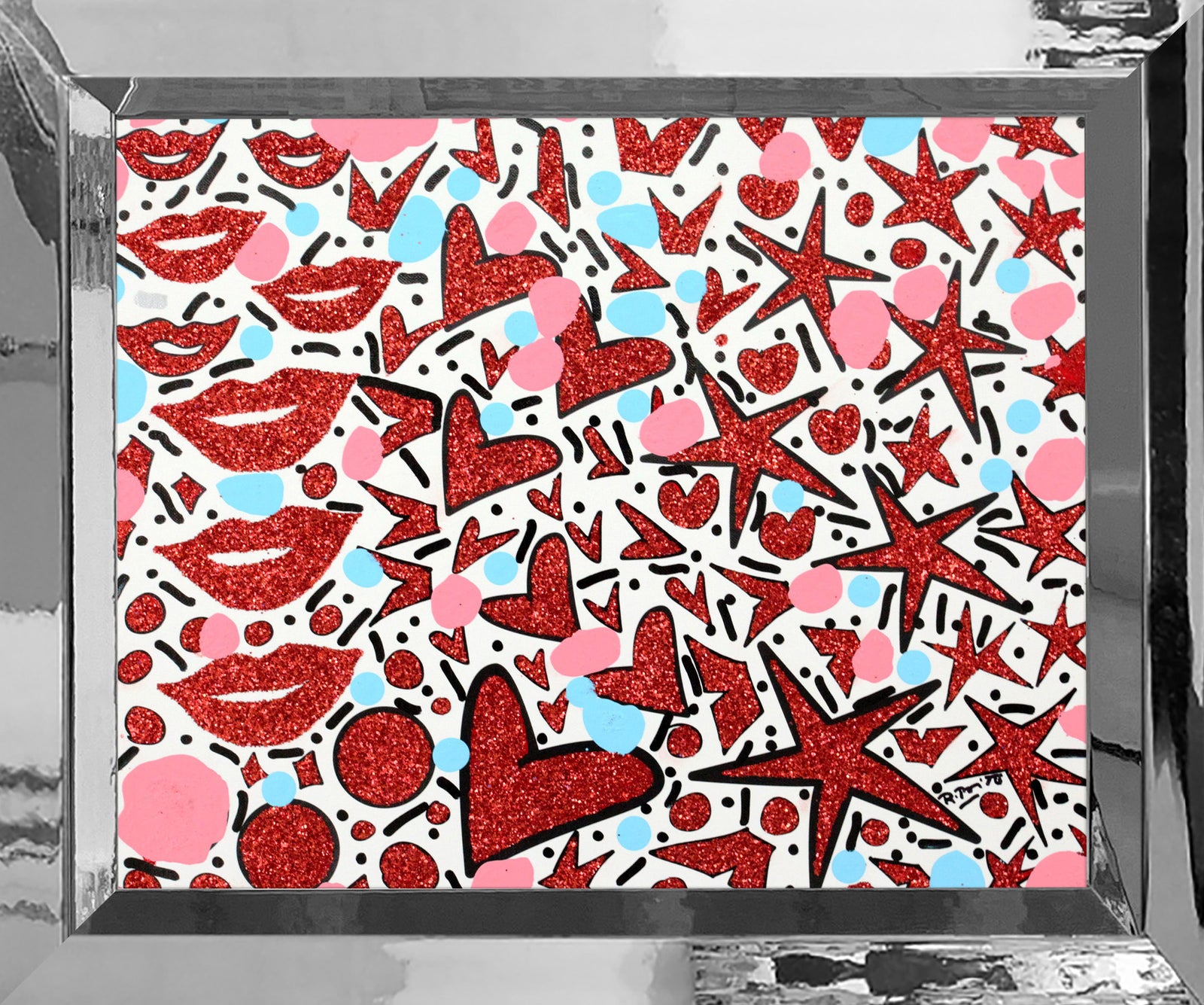 Hearts & Kisses - Mixed Media Original