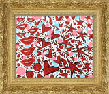 HEARTS & KISSES - Mixed Media Original