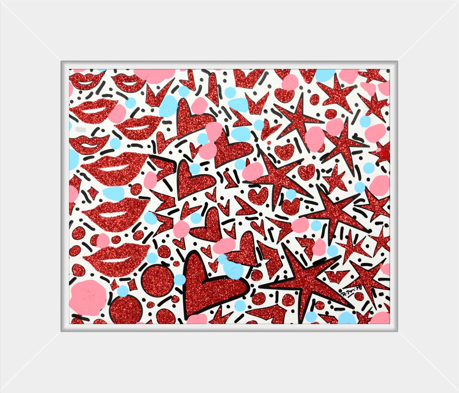 Hearts & Kisses - Mixed Media Original
