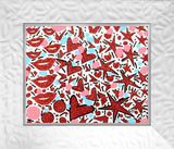 HEARTS & KISSES - Mixed Media Original