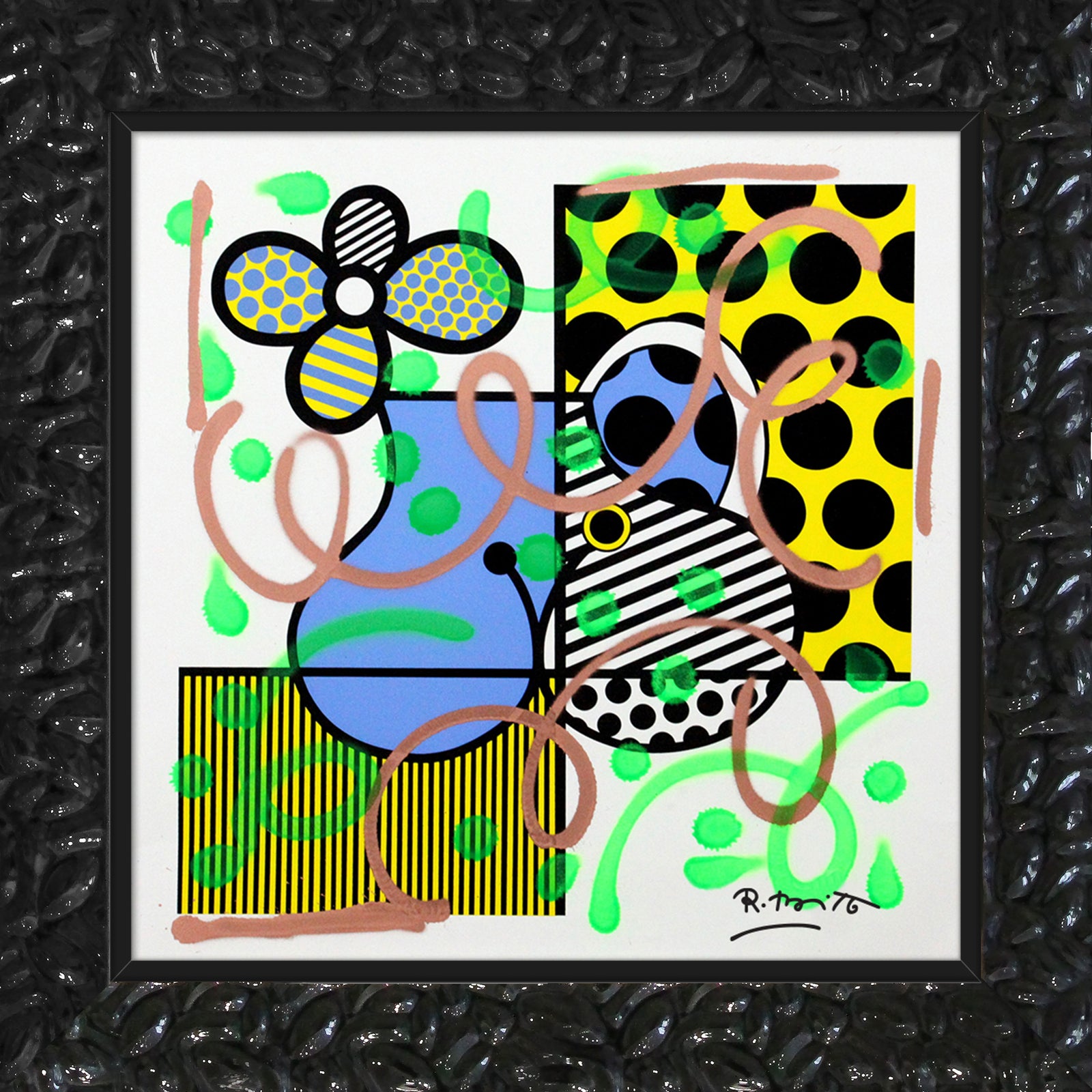 serpentine mixed media original artistic colorful design collectible