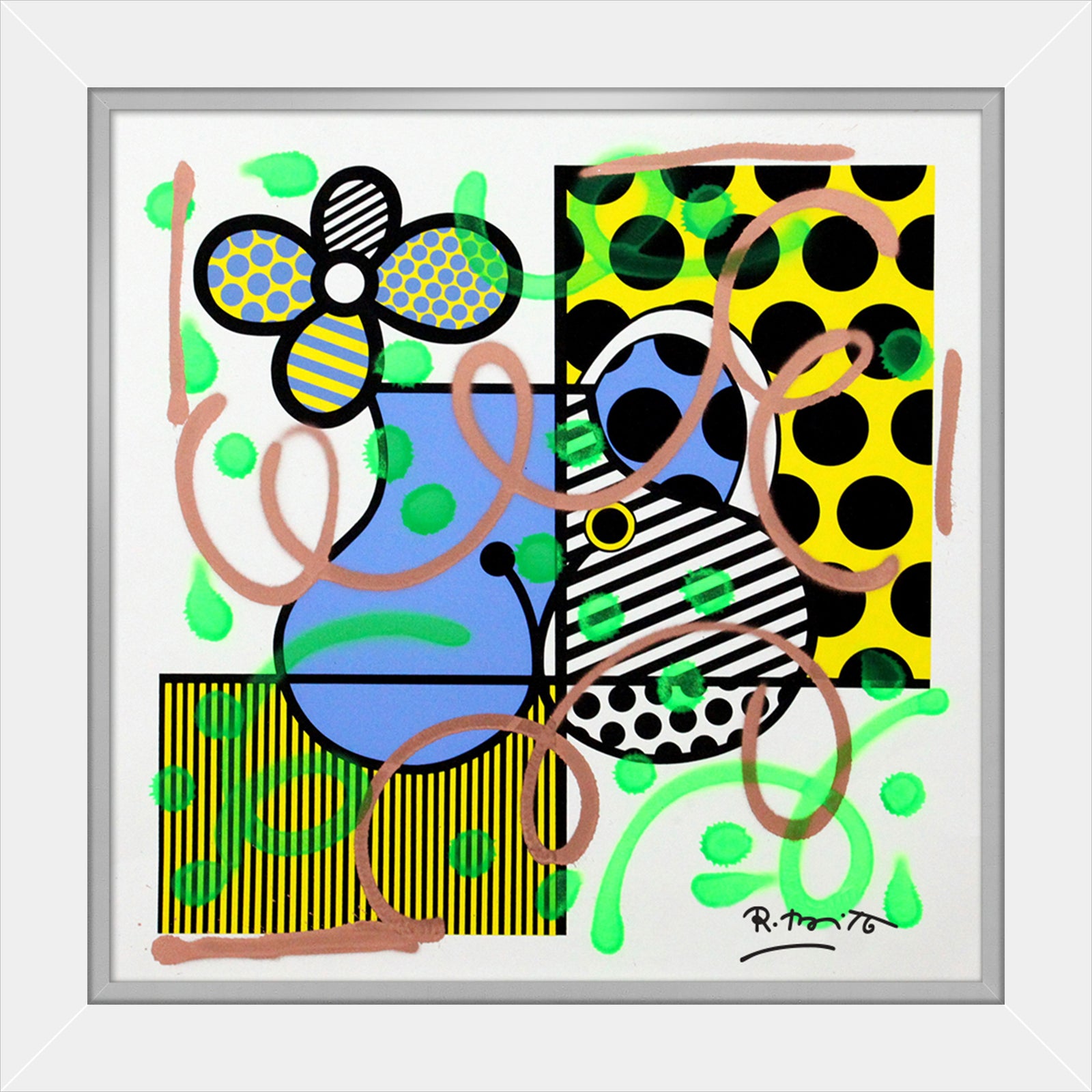 serpentine mixed media original artistic colorful design collectible