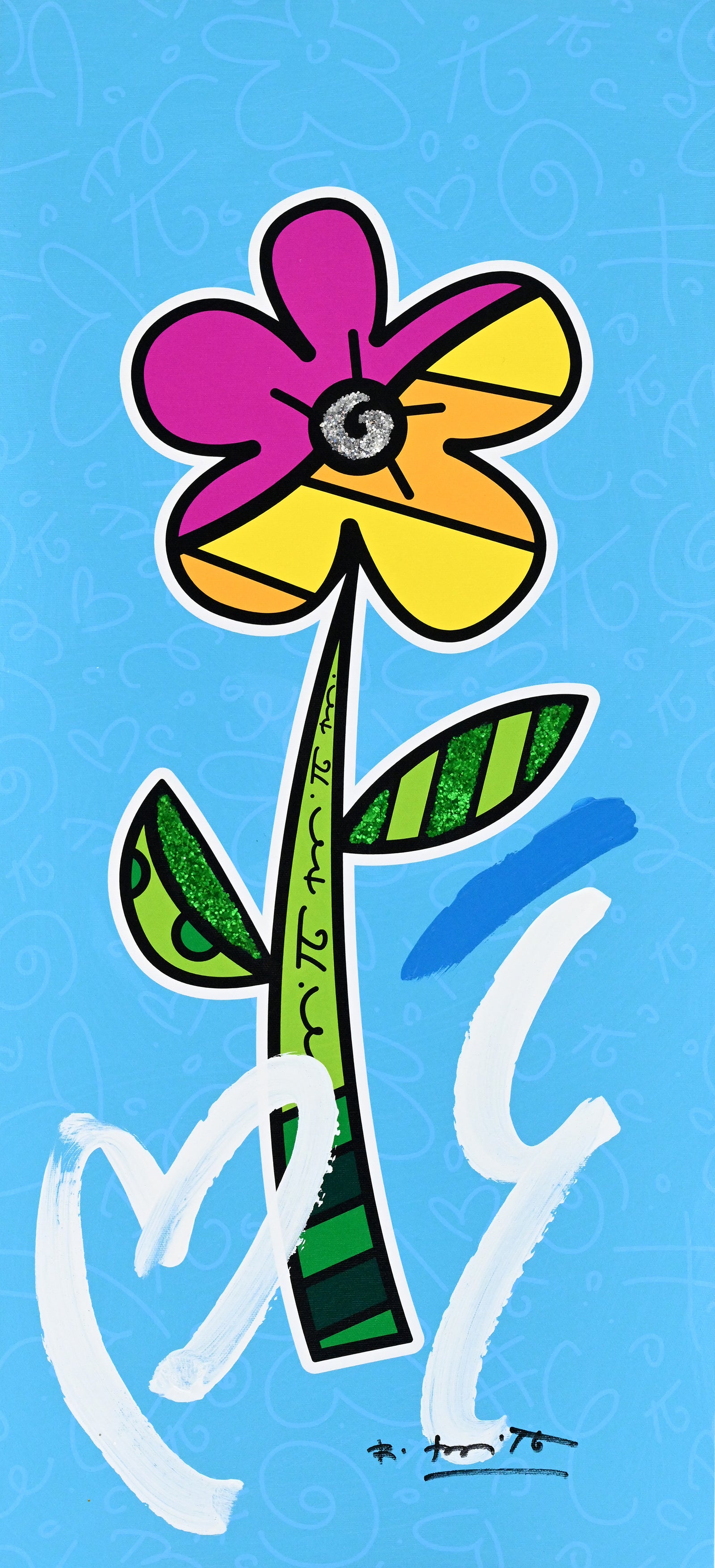 BLUE HIBISCUS - Mixed Media Original